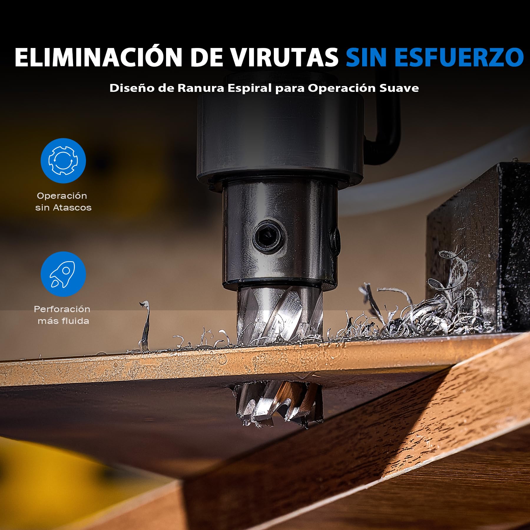 ZELCAN 6 Piezas Juego de Cortadores Anulares, Brocas para Taladro Magnético,12 a 22 mm de Diámetro, 30 mm de Profundidad, Cortadores Anulares HSS con Espiral, 2 Pasadores Guía