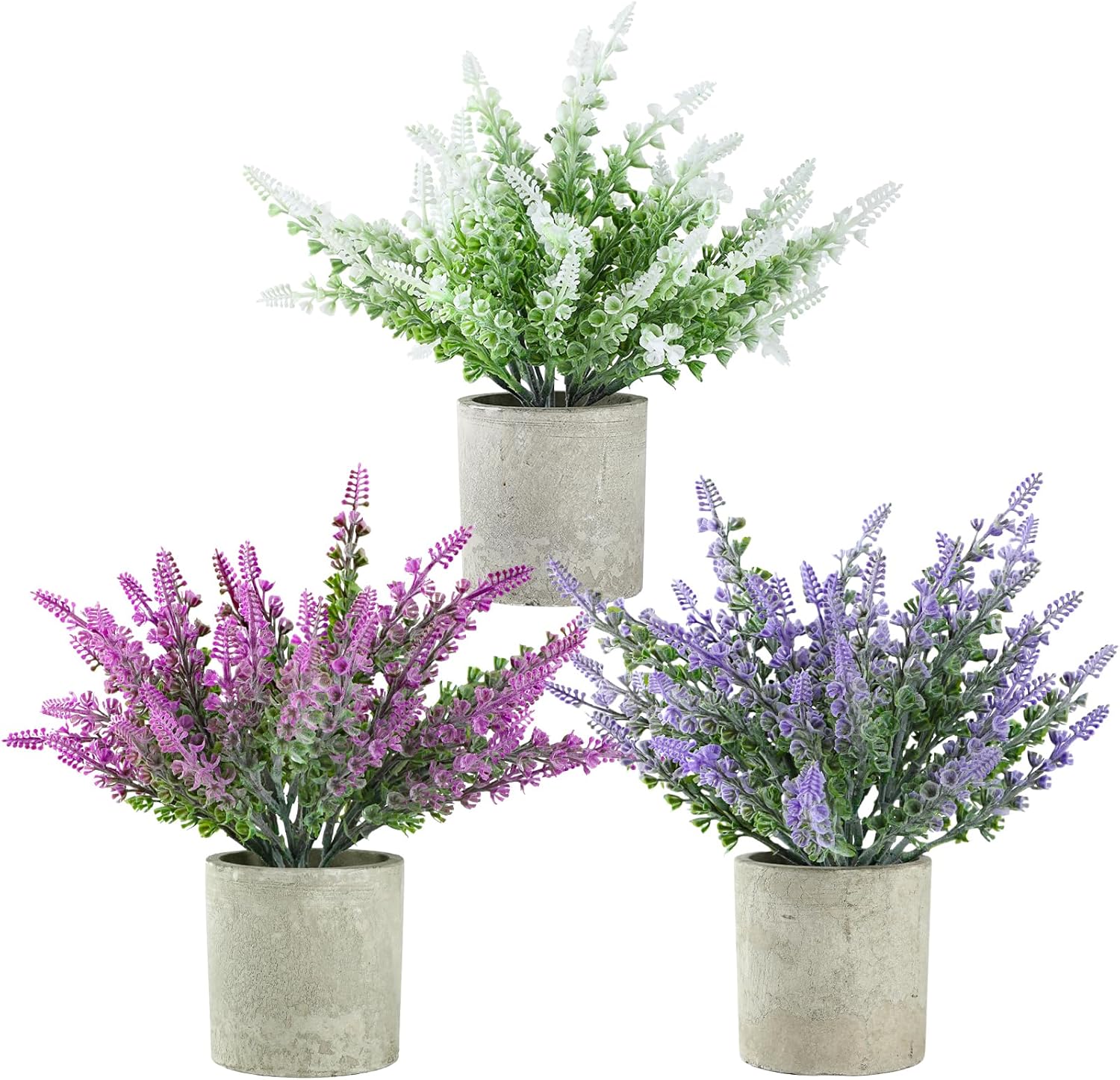 Plant Stand Indoor?3-Pack Lifelike Artificial Lavender ?Artificial Plants Indoor, Nordic Lavender Table Decor?Biodegradable Pot,Suitable for Home and Office Decor