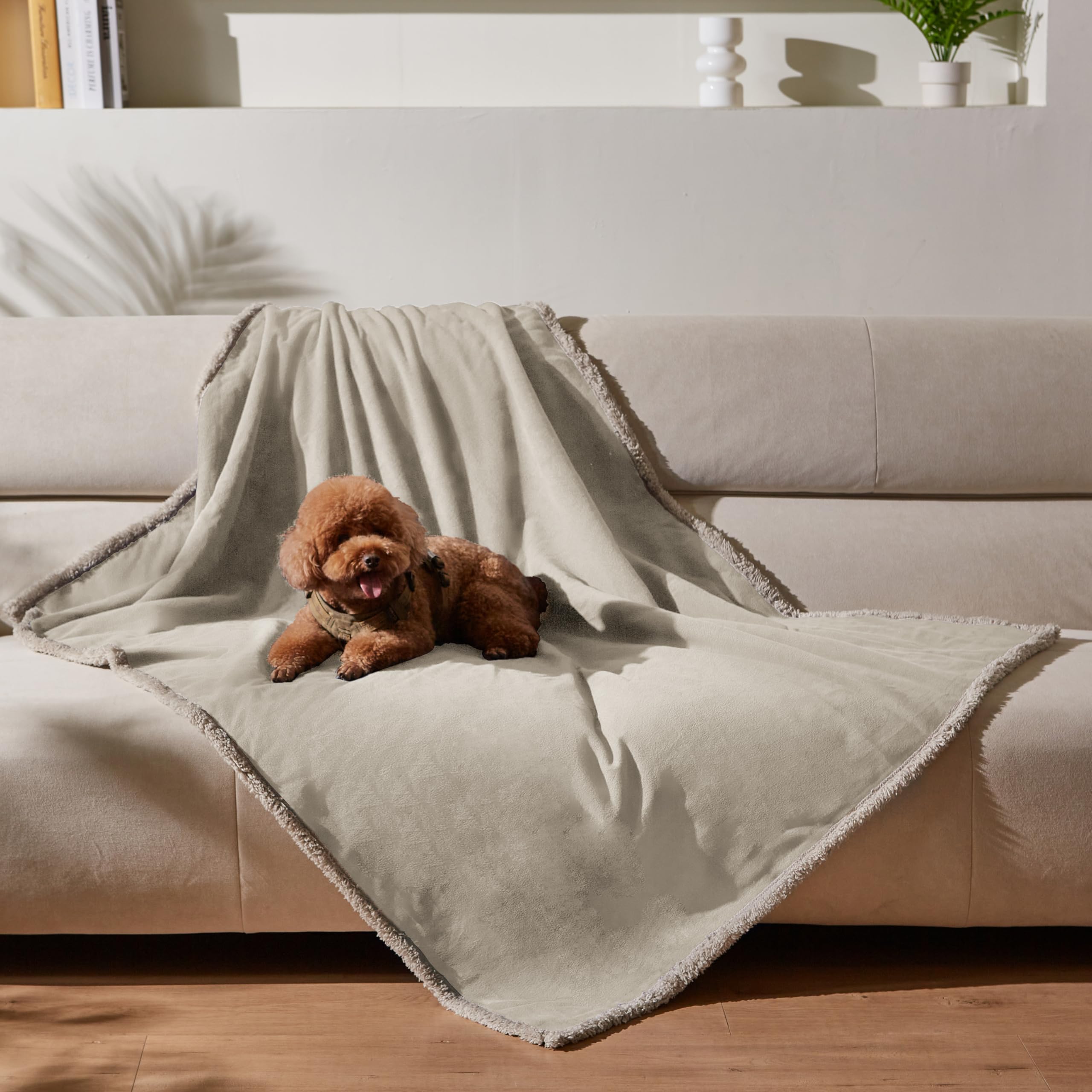 Kritter Planet Manta Impermeable para Perros Manta para Mascotas a Prueba de Líquidos Cama para Cachorros Gatos Sherpa Funda Protectora para Sofá, Cama, Asiento de Coche, 150 x 120 cm