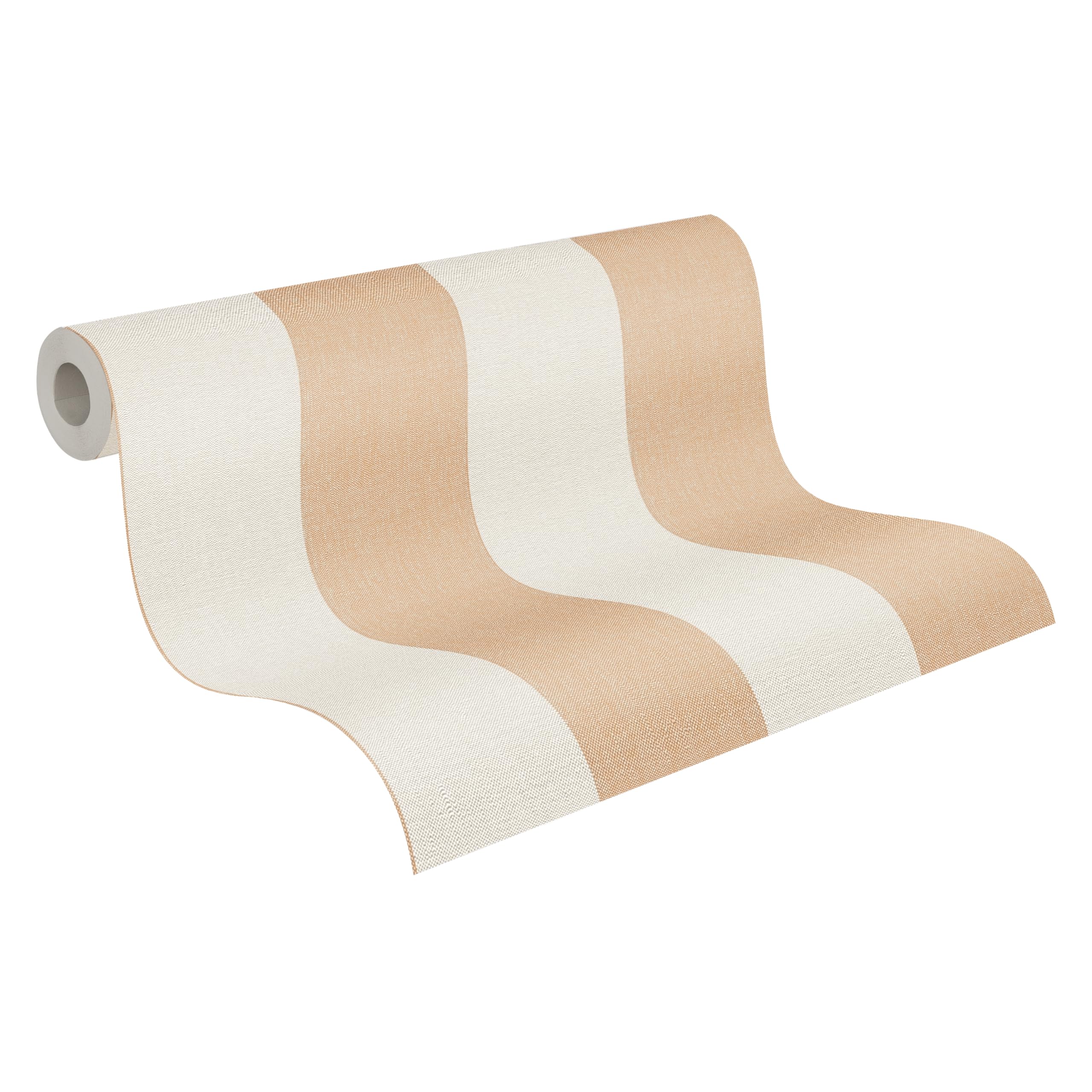 A.S. Création Non-Woven Wallpaper with Stripes in Orange Cream White, High-Quality Striped Wallpaper 397942-10.05 m x 0.53 m