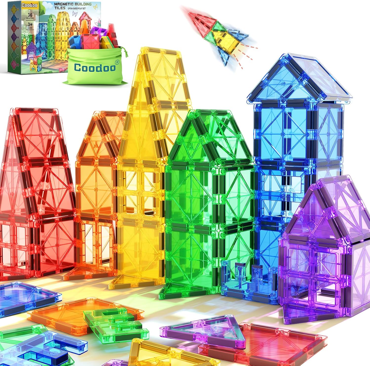 Kids Toys Magnetic Tiles Starter Set Classroom Must Haves, Magnetic Blocks for Toddlers Magnet Building Toys Preschool Montessori Learning Games for 3+ Year Old Boys & Girls