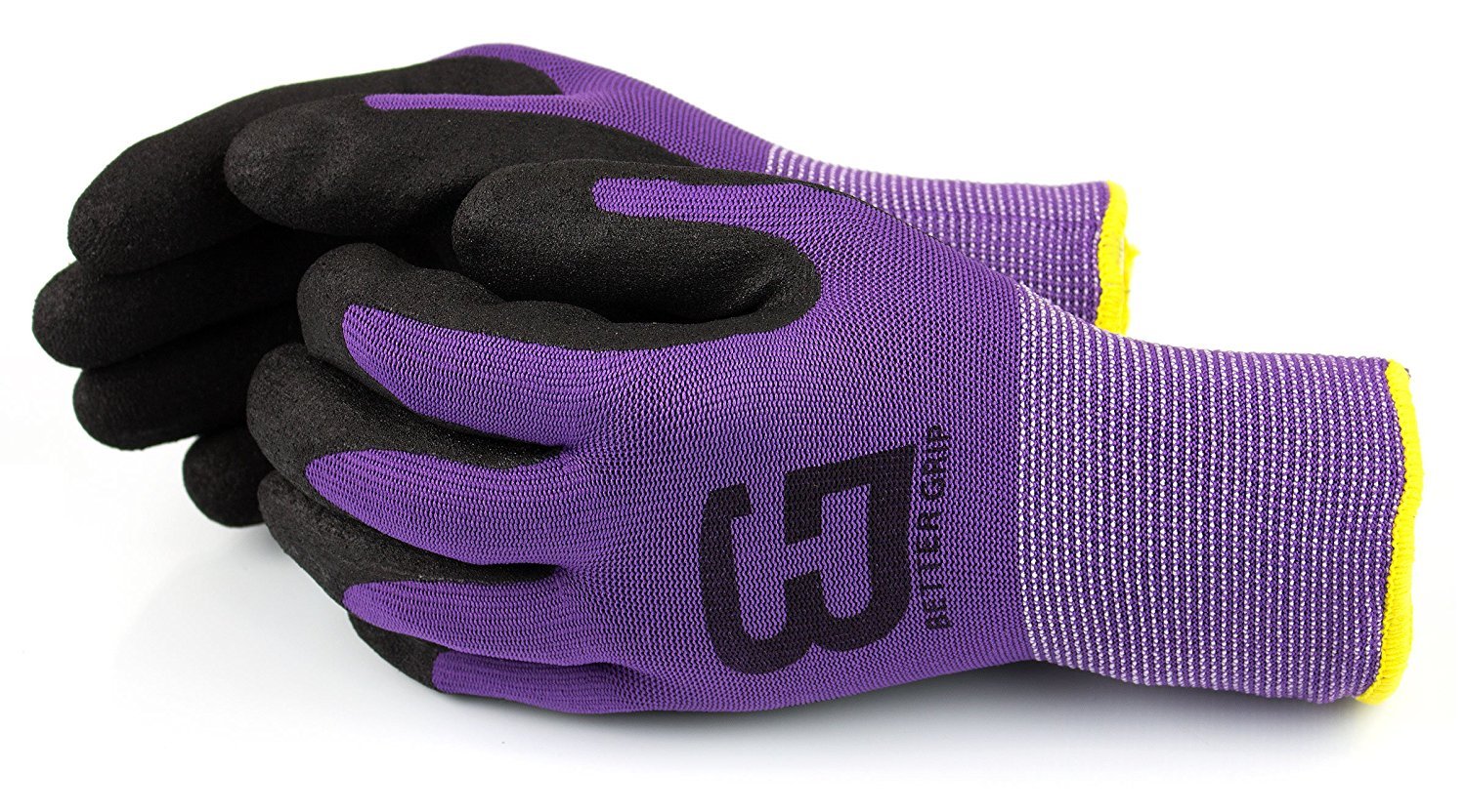 BGWANS - Guantes de trabajo de seguridad con revestimiento de goma, aislados de doble forro para invierno, 3 pares/paquete (mediano, morado)