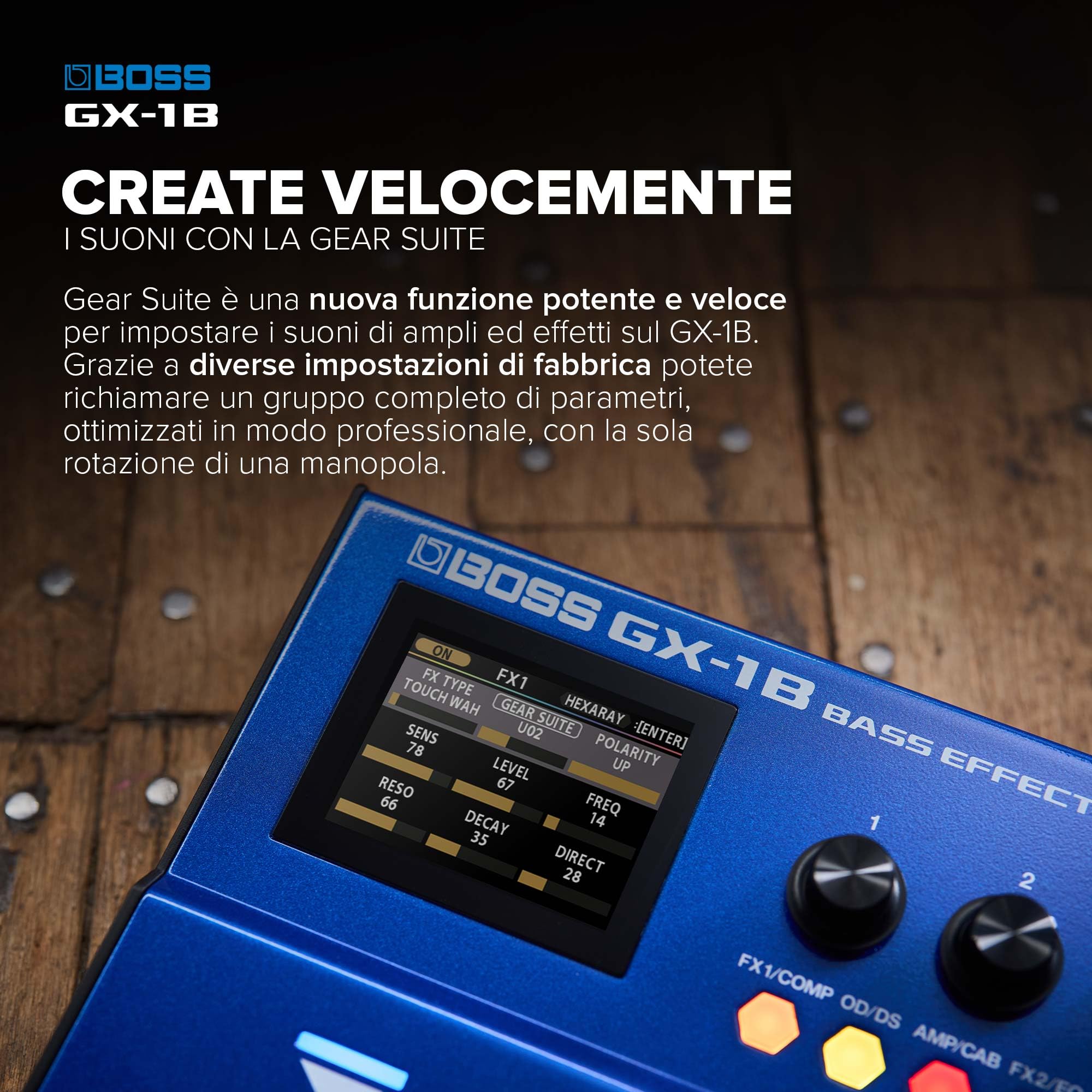 BOSS GX-1B | Processore di effetti per basso ultra-portatile | Ricco di ampli ed effetti iconici | Generatore sonoro AIRD di alta qualità | Ideale per i bassisti principianti | Connettività Bluetooth