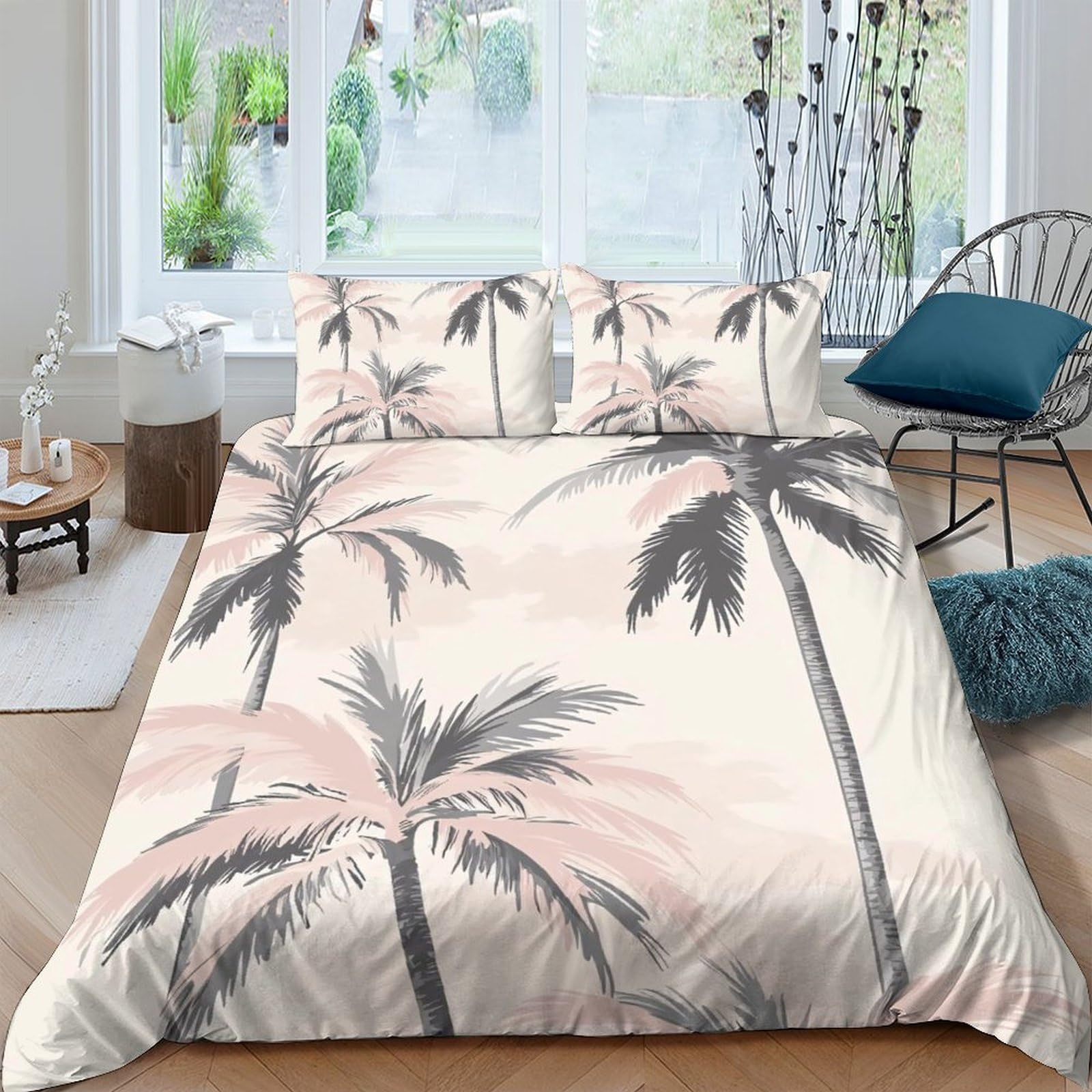 Housse de couette palmier 135x200 lit 1 personne ensemble de literie 3D