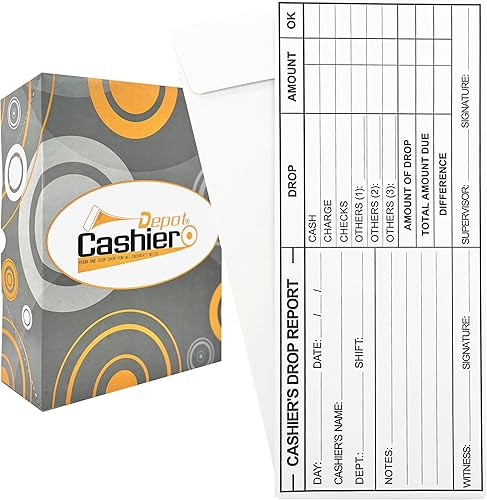 Miniatura 7 de 100 Cashier Depot EZ465 - Sobres para informes de cajero, 4 18 x 9 12 pulgadas, extremo abierto, 24 libras blanco premium (100 sobres)