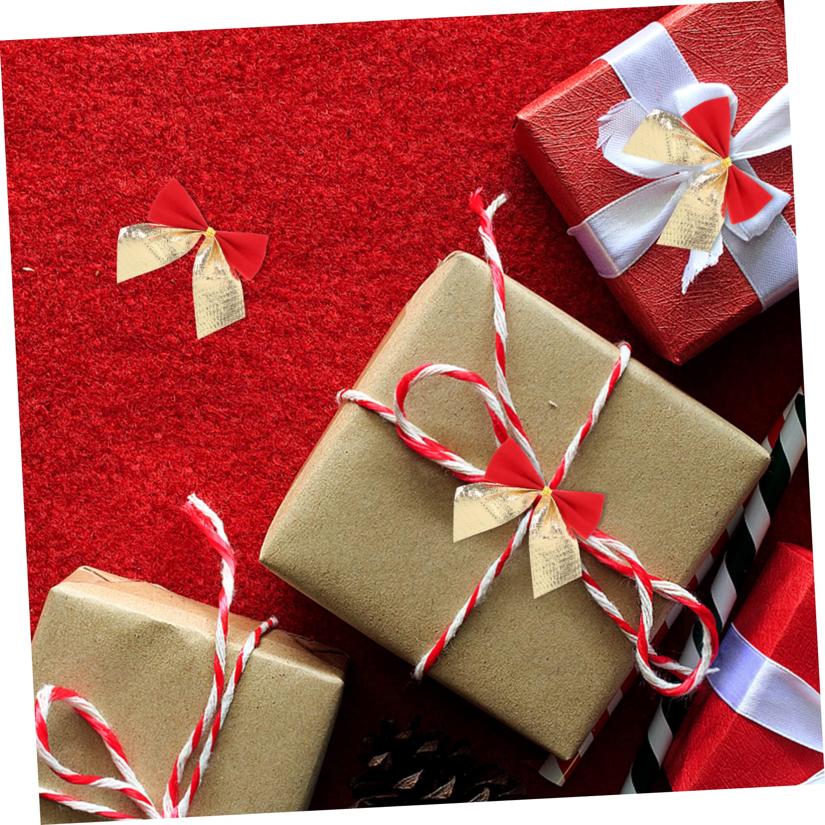 TOPBATHY 360 Piezas Lazo De Navidad Decoraciones para El Hogar Lazos para Envolver Lazos De Corbata De Navidad Mini Lazos De para Manualidades Paño De Flocado