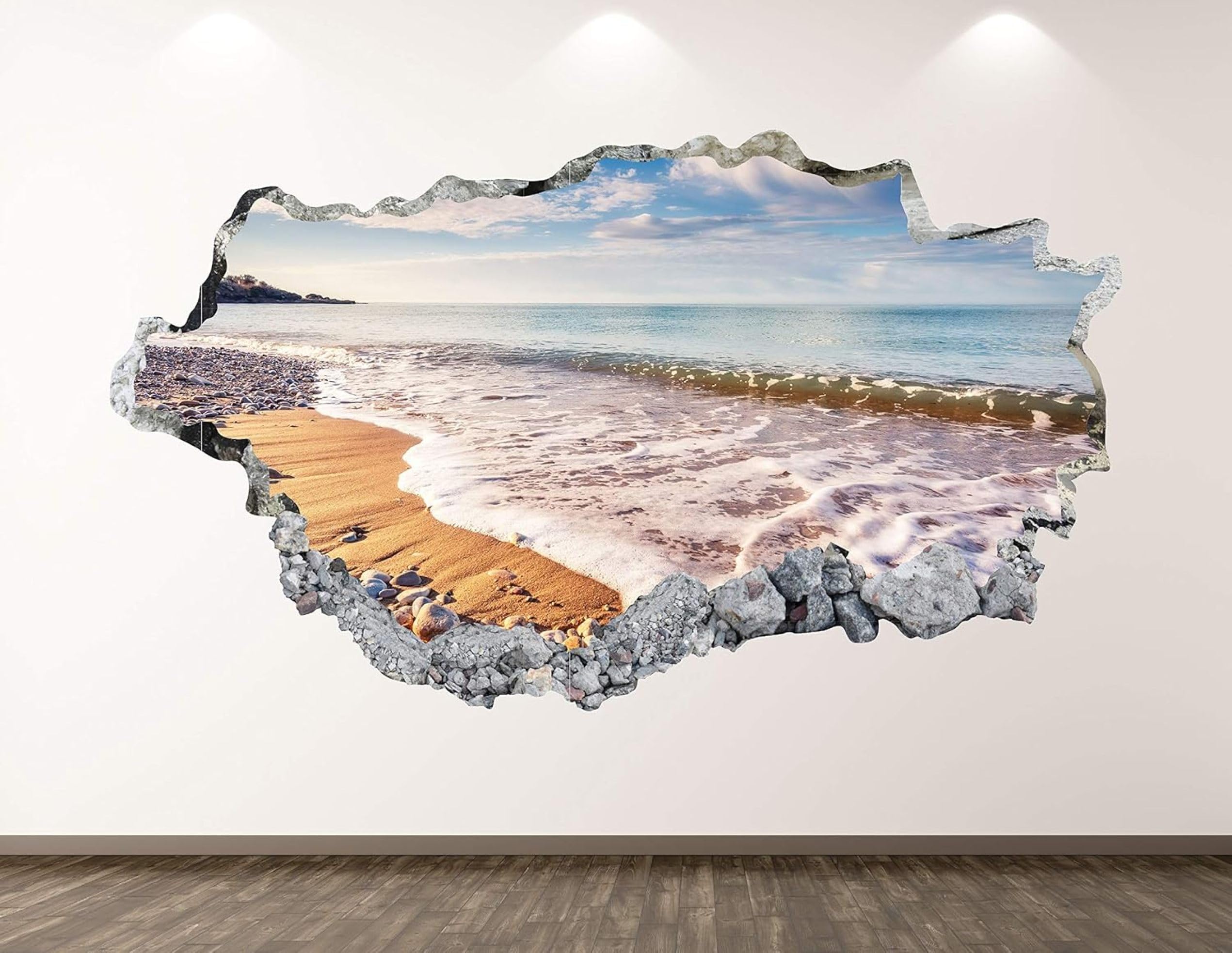 Wandtattoo 3D Wandaufkleber Wandsticker Wanddeko Blick Auf Den Strand für Wohnzimmer Schlafzimmer Flur Kühlschrank 58x101cm