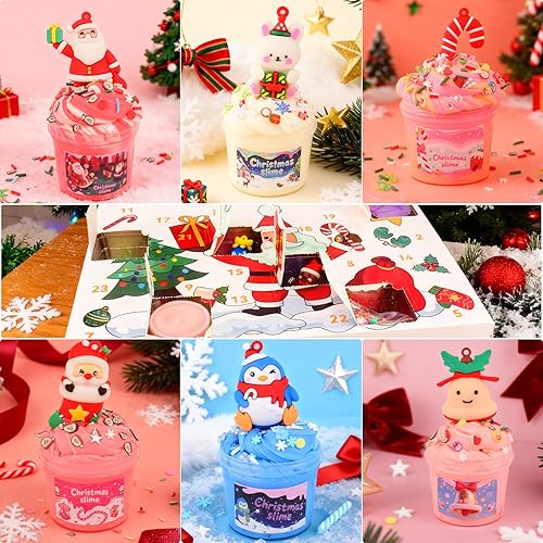 Miniatura 3 de Calendario de Adviento 2025-24 días de slime y dijes, calendarios de cuenta regresiva de Navidad, regalos para niñas, niños, adolescentes y niños