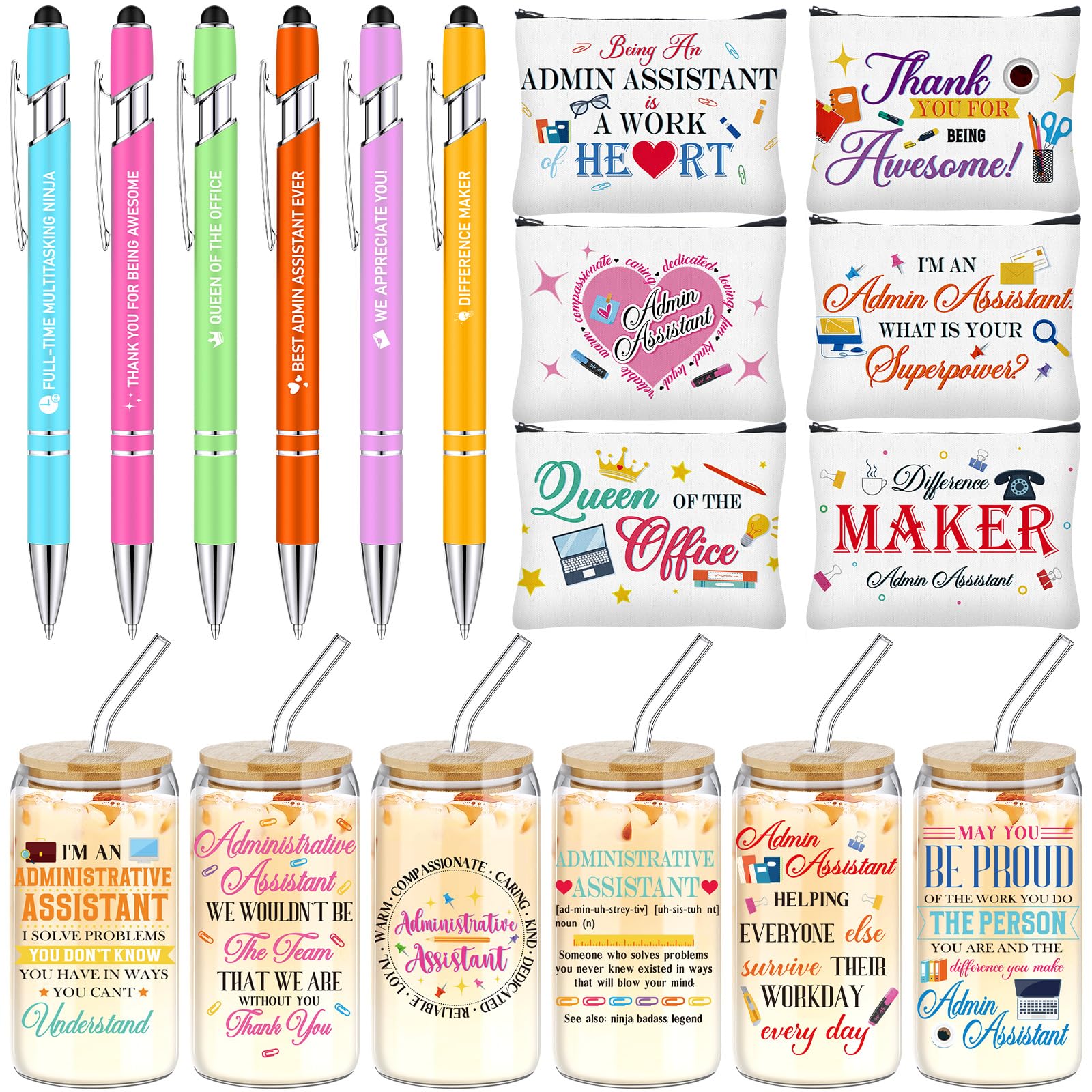 Photo 1 of **SEE NOTES***Ceenna 18 Pcs Administrative Assistant Gifts for Women Bulk 16oz Glasses Cups Makeup Bags Ballpoint Pens Admin Day Appreciation Thank You Gifts for Secretary Assistants Office Workers Receptionist