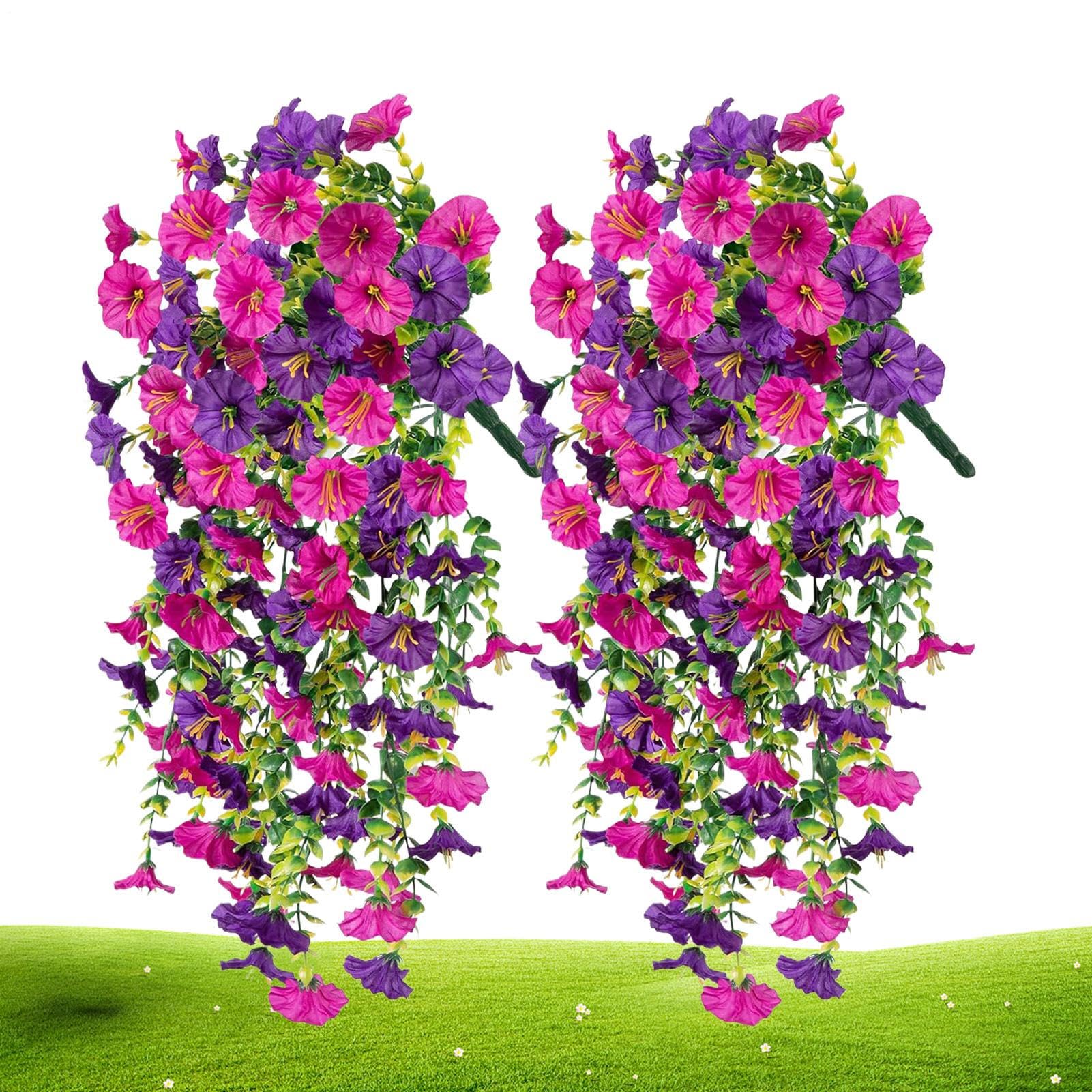 2 Stck Knstliche Petunia Hngeblumen  Wetterfeste Hngepetunien Fr  Auen & Innen, Realistisch & Pflegefrei (Helllila)