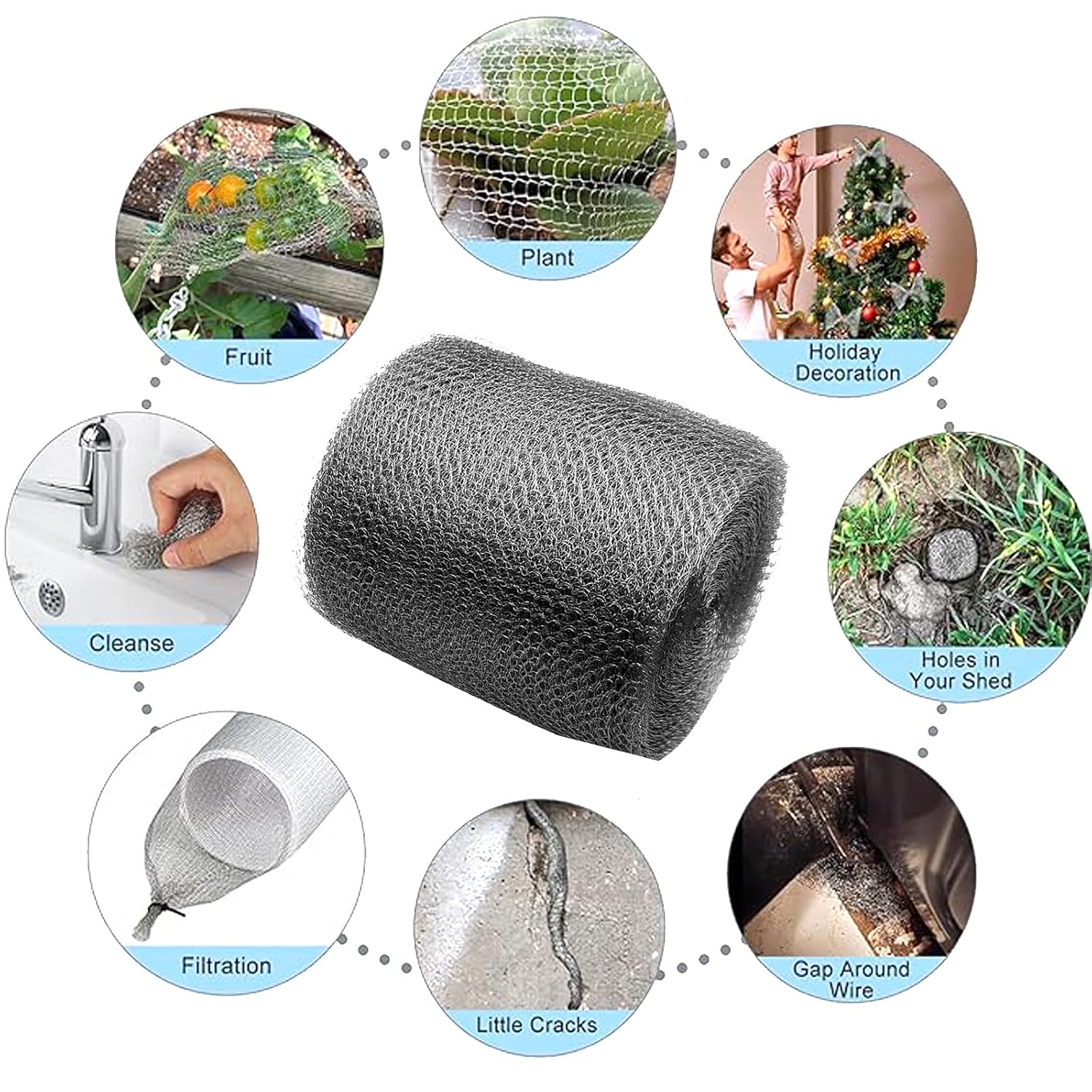 Stainless Steel Mesh Screen Mesh Steel Wool Mice Control Wire Mesh Weep Hole Covers for Brick Walls Wire Mesh Hole Fill Fabric Stainless Steel Mesh Roll Easy to Work- 5 Inch x 60 Inch