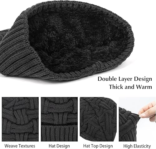 Miniatura 2 de Loritta 2 Pack Winter Beanie Hat Set Warm Knitted Slouchy Thick Baggy Beanie Skull Cap for Men Women Gifts