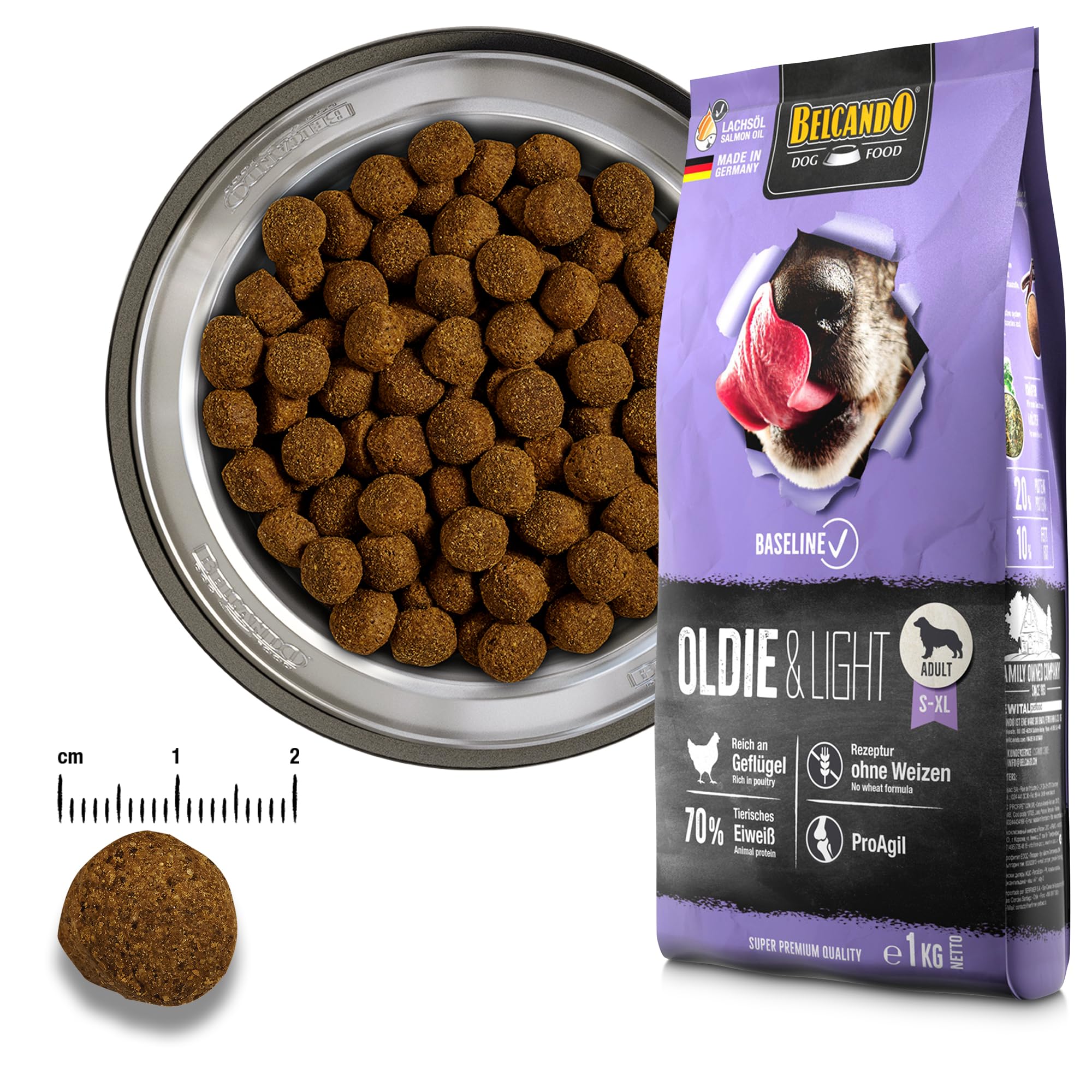 BELCANDO Baseline Oldie & Light [12,5kg] Trockenfutter für Hunde | Für ausgewachsene, wenig aktive oder ältere Hunde Aller Rassen