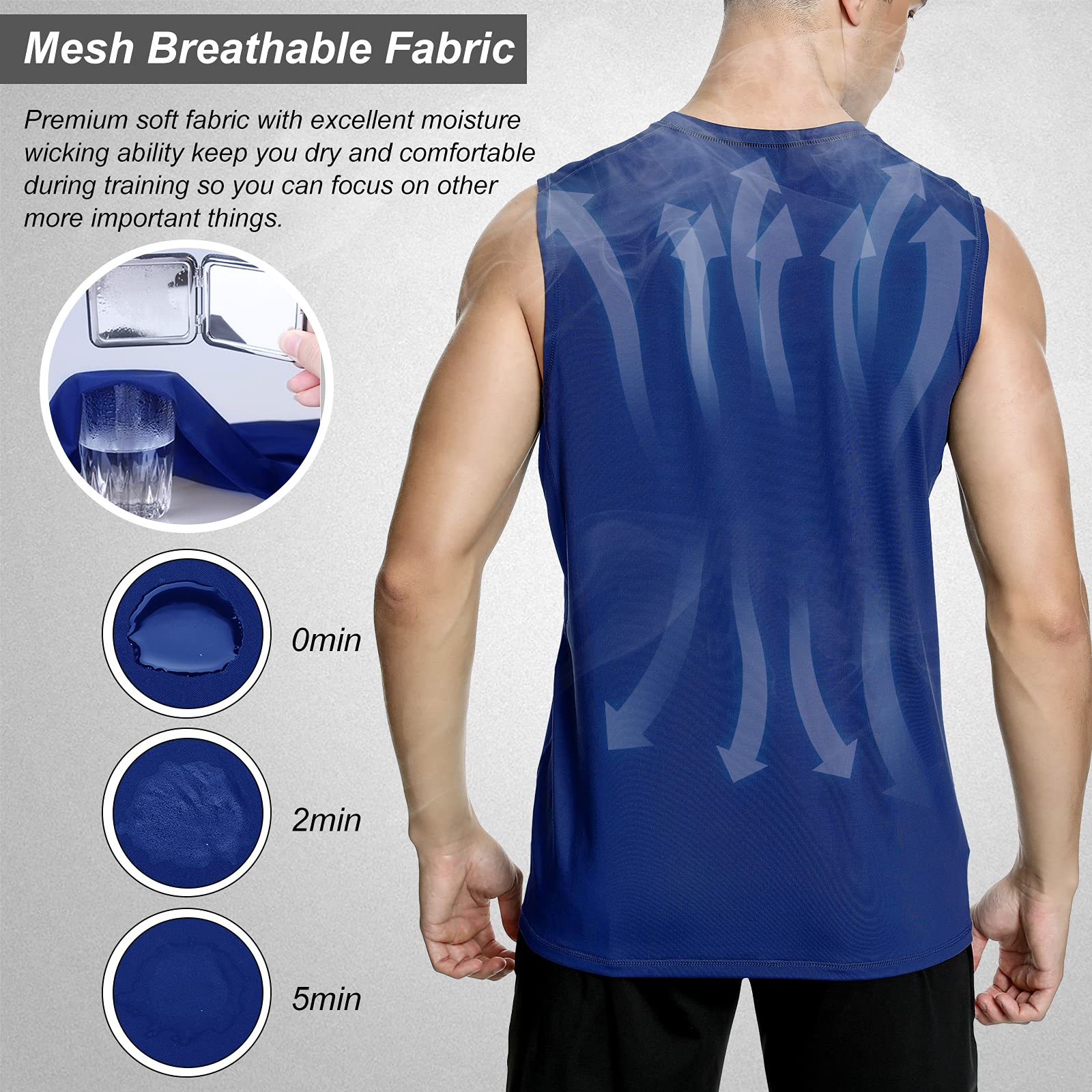 Camisetas de Tirantes Hombre Chaleco Deportivo Entrenamiento Camiseta sin Mangas Deportivas Fitness Verano para Deporte Gimnasio Correr Fútbol y Ciclismo