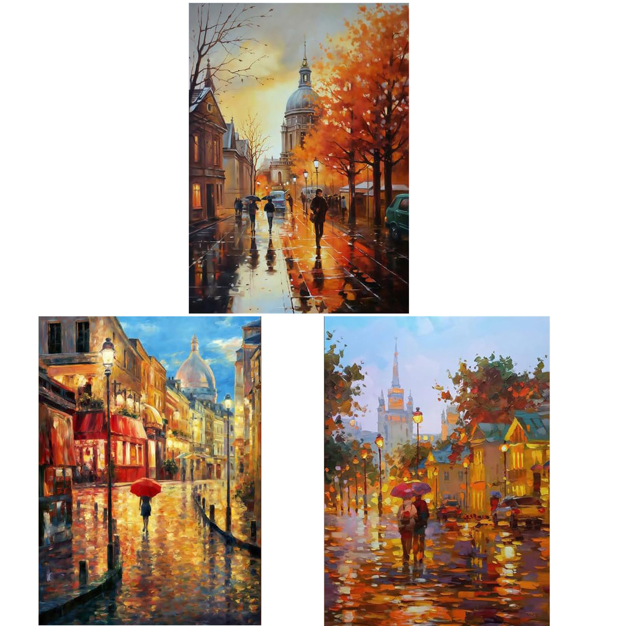 Nznanchu Tree Adult 3 Pack Paint By Number Kits,Street Painting Kits On Canvas,Large Color By Numbers Watercolor Gifts For Friends Home Wall Decor (Tree)