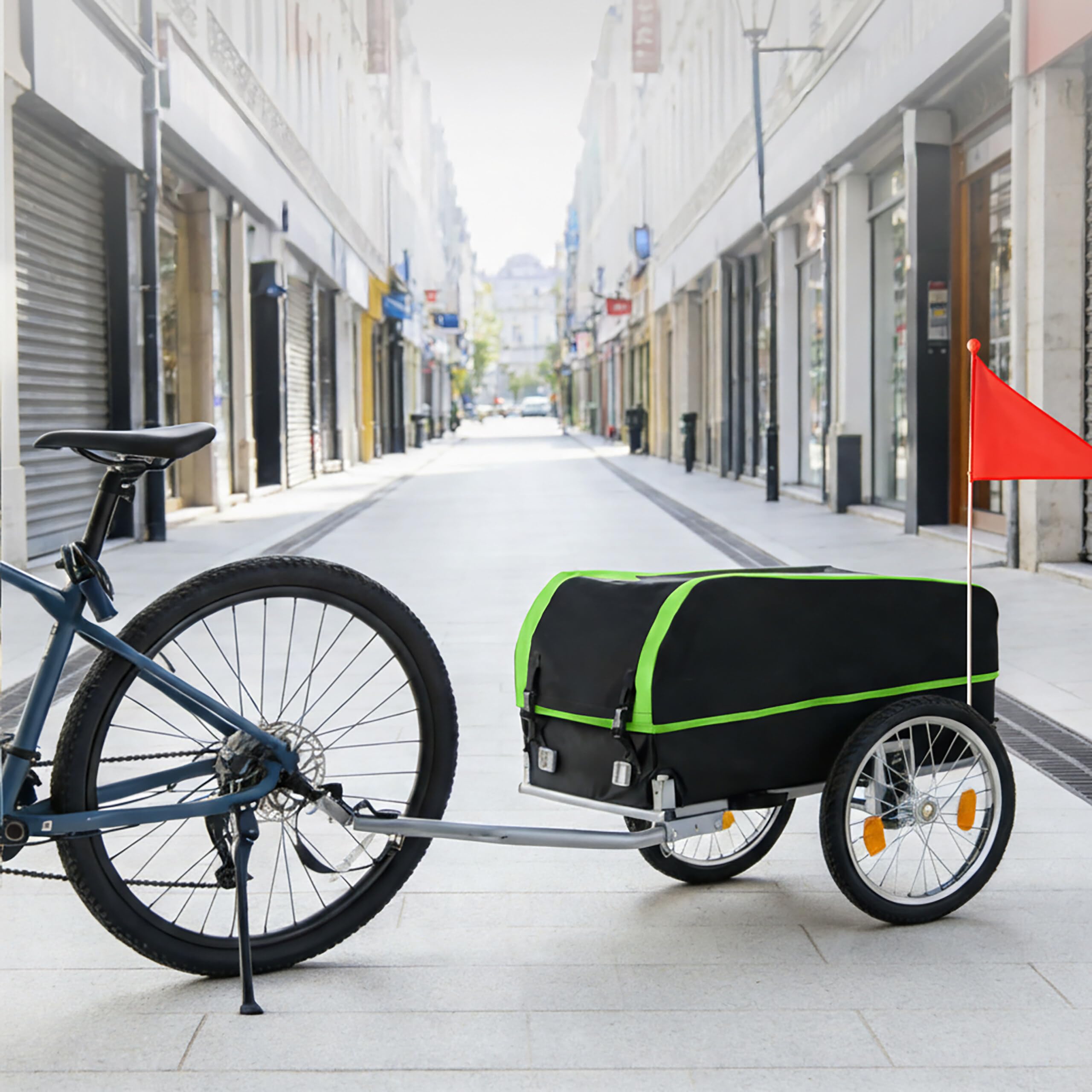 Relaxdays rimorchio bici pieghevole 120 L, copertura impermeabile e bandierina, HBT: 59x124x69 cm, colore
