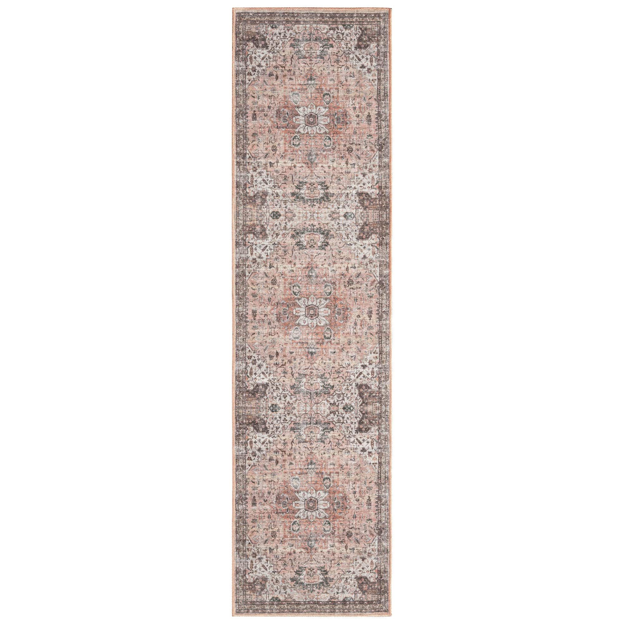 Home DynamixEverwash Callaghan Esther Bohemian Medallion Machine Washable Runner Area Rug, Coral, 1'11"x7'2"