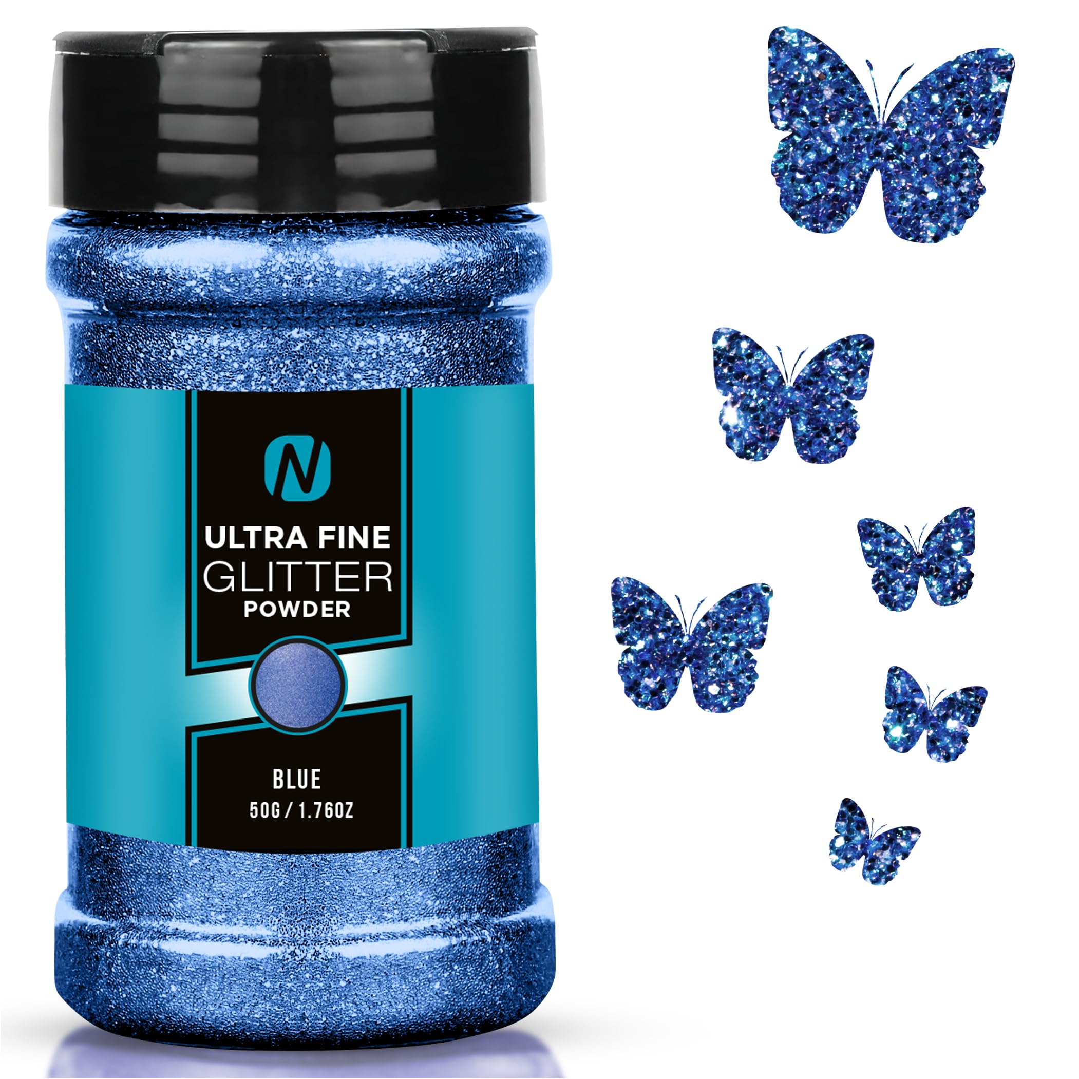 Glitter- Noverbee Blue Glitter, Fine Glitter- 50g Extra Fine Glitter. Great Resin Accessories, Craft Glitter, Glitter Powder for Slime, Powder for Nails, tumblers, Ornaments, Candle.
