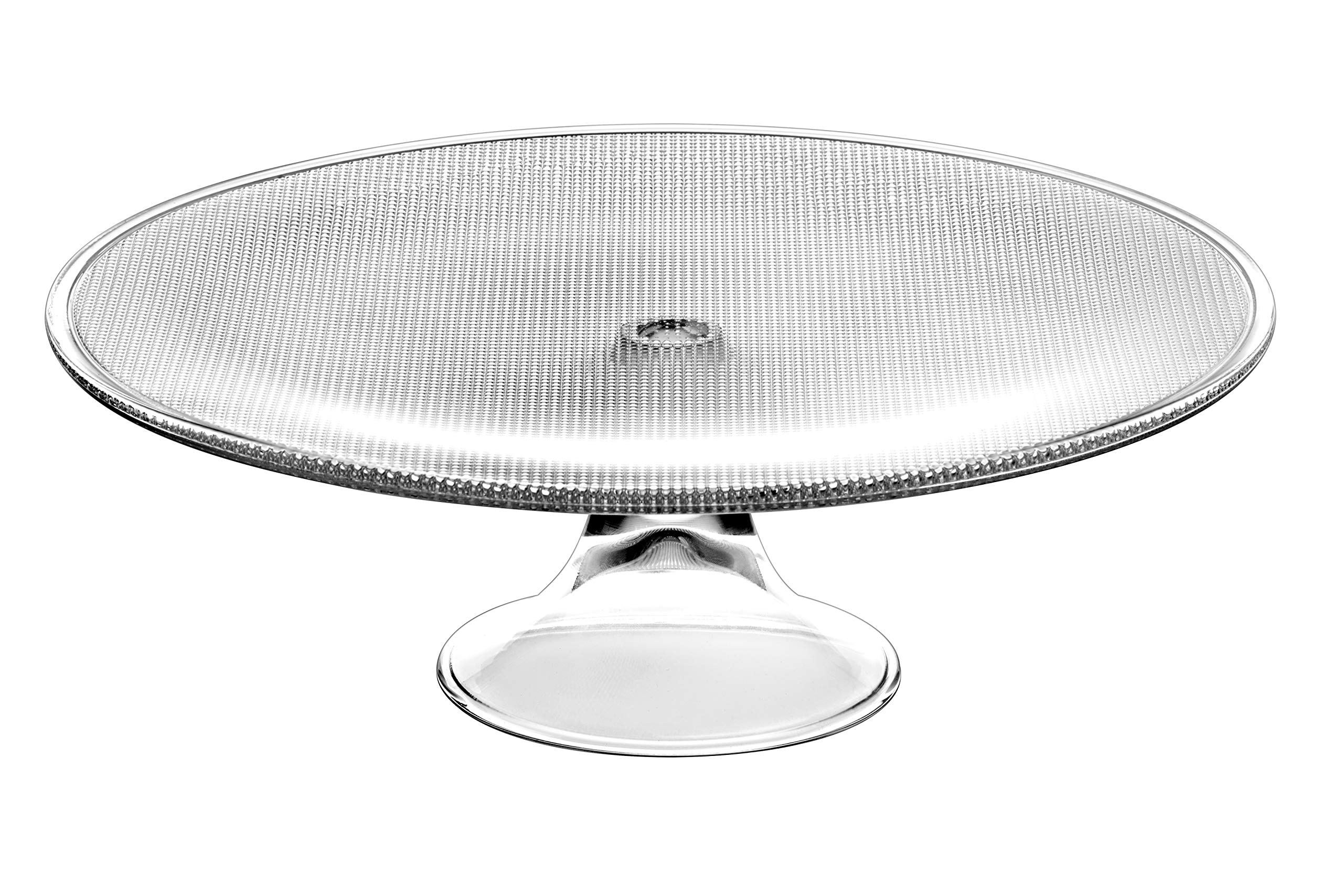 Barski Tortenplatte aus Glas mit Fuß, 33 cm Durchmesser, 10,8 cm hoch, schönes Design, hergestellt in Europa