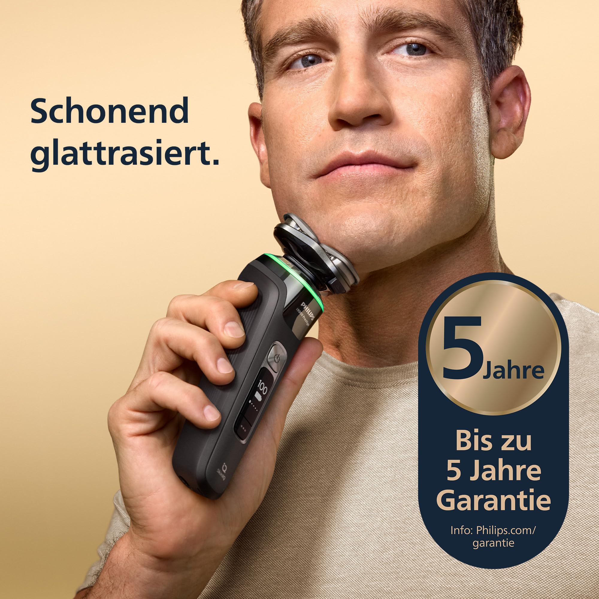 Philips Rasierer i9000 Prestige, elektrischer Nass- und Trockenrasierer für Herren mit integriertem Trimmer, schwarz, Drucksensor, Reinigungsstation, Ladestation und Reiseetui (Modell XP9207/30)