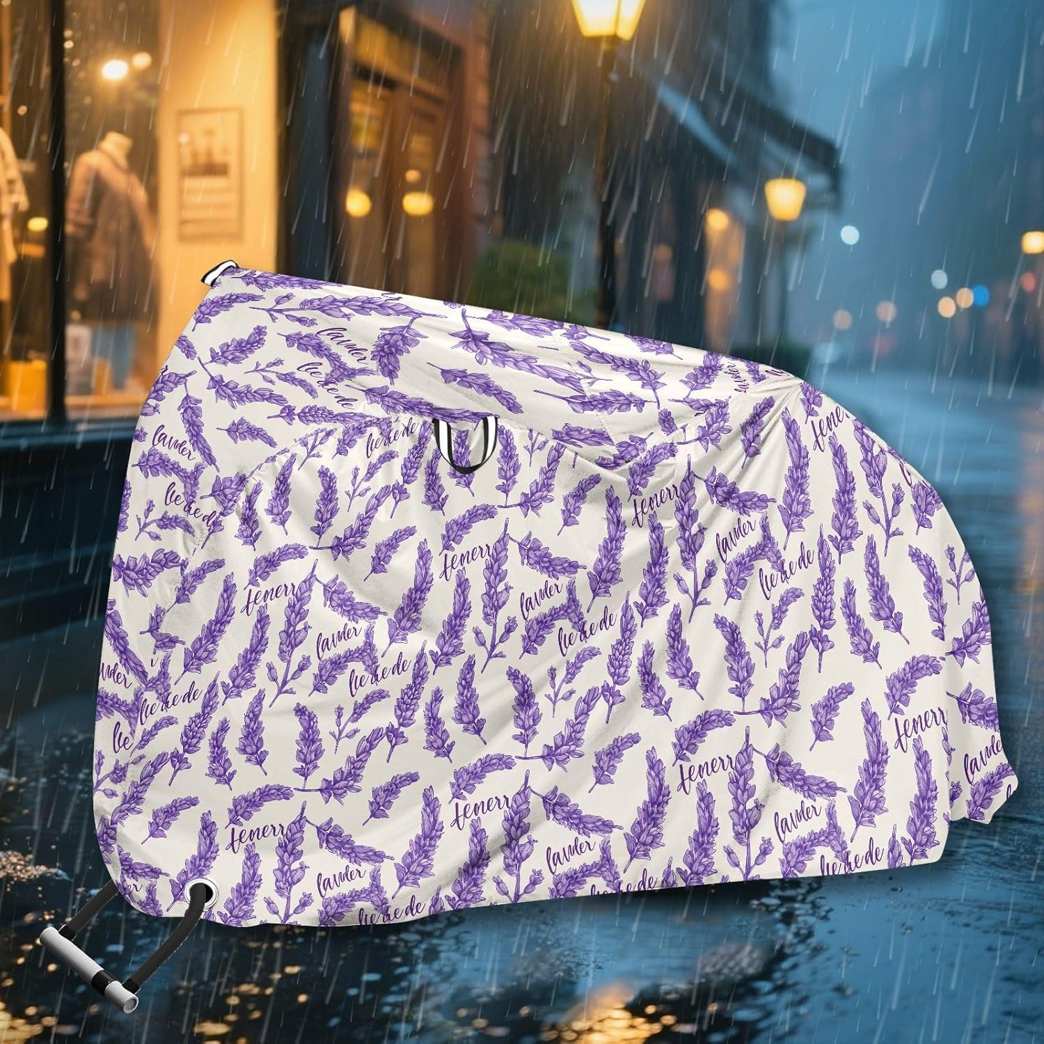 ALAZA Lavender Flower Floral Bike Cover Waterproof Outdoor Ebike Bicycle Covers Tarp Protection for 1/2 Bikes, Sun UV Dust Wind Proof