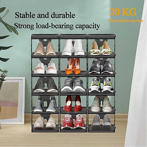 Miniatura 3 de Zapatero apilable de plástico para entrada, organizador de zapatos que ahorra espacio, estante de almacenamiento para armario, soporte vertical