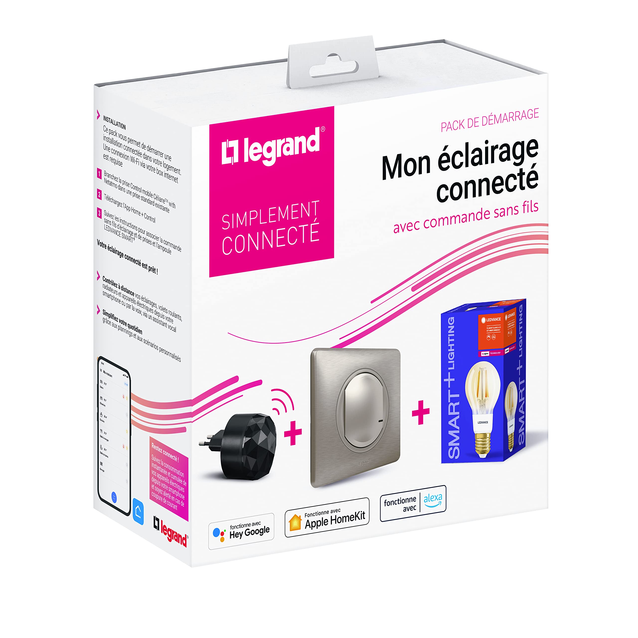 Pack démarrage logement connecté - avec Ampoule Vintage E27 - Blanc - Pack Dem Plug/Play Vin Ti - 199112 Legrand