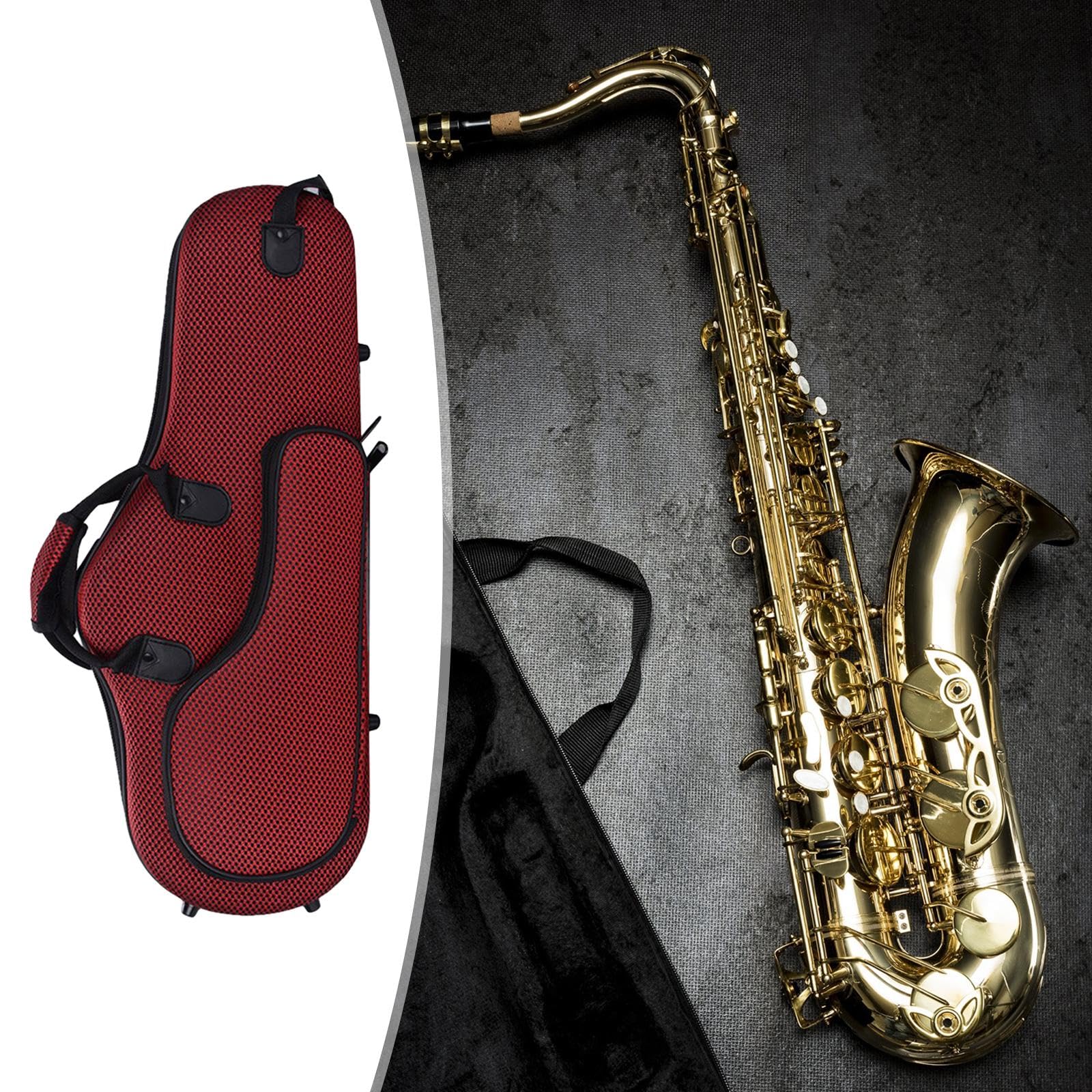 perfeclan Bolsa para saxofón Bolso de mano para saxofón Funda para saxofón alto Bolso de hombro con cremallera Estuche acolchado para transporte de instrumentos, Rojo