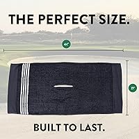 Vista 4 de La Toalla del Tour Toalla Grande de Terry para Caddy de Golf, Absorbente 19" x 44", Corte Central, Perfecto Accesorio para Colgar en Carro de Golf