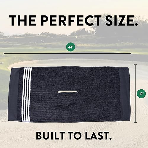 Miniatura 4 de La Toalla del Tour Toalla Grande de Terry para Caddy de Golf, Absorbente 19" x 44", Corte Central, Perfecto Accesorio para Colgar en Carro de Golf
