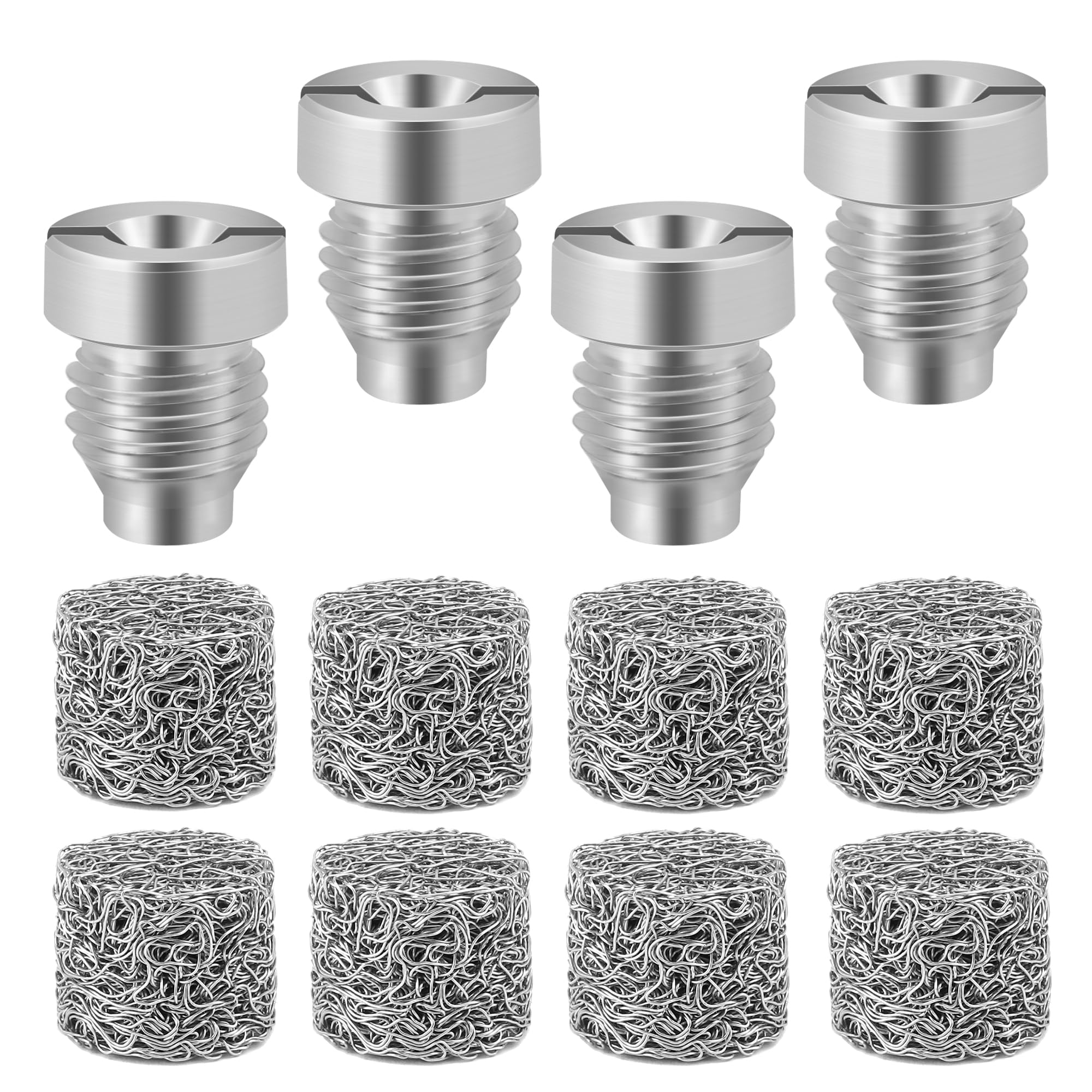 Cutiland 4 Pieces 1.1 mm Foam Cannon Orifice Nozzle and 10 Pieces Foam Maker,Pressure Washer Orifice,Thread Nozzle and Mesh Filter for Snow Foam Lance 3000 PSI,Orifice Foam Cannon (Silver)