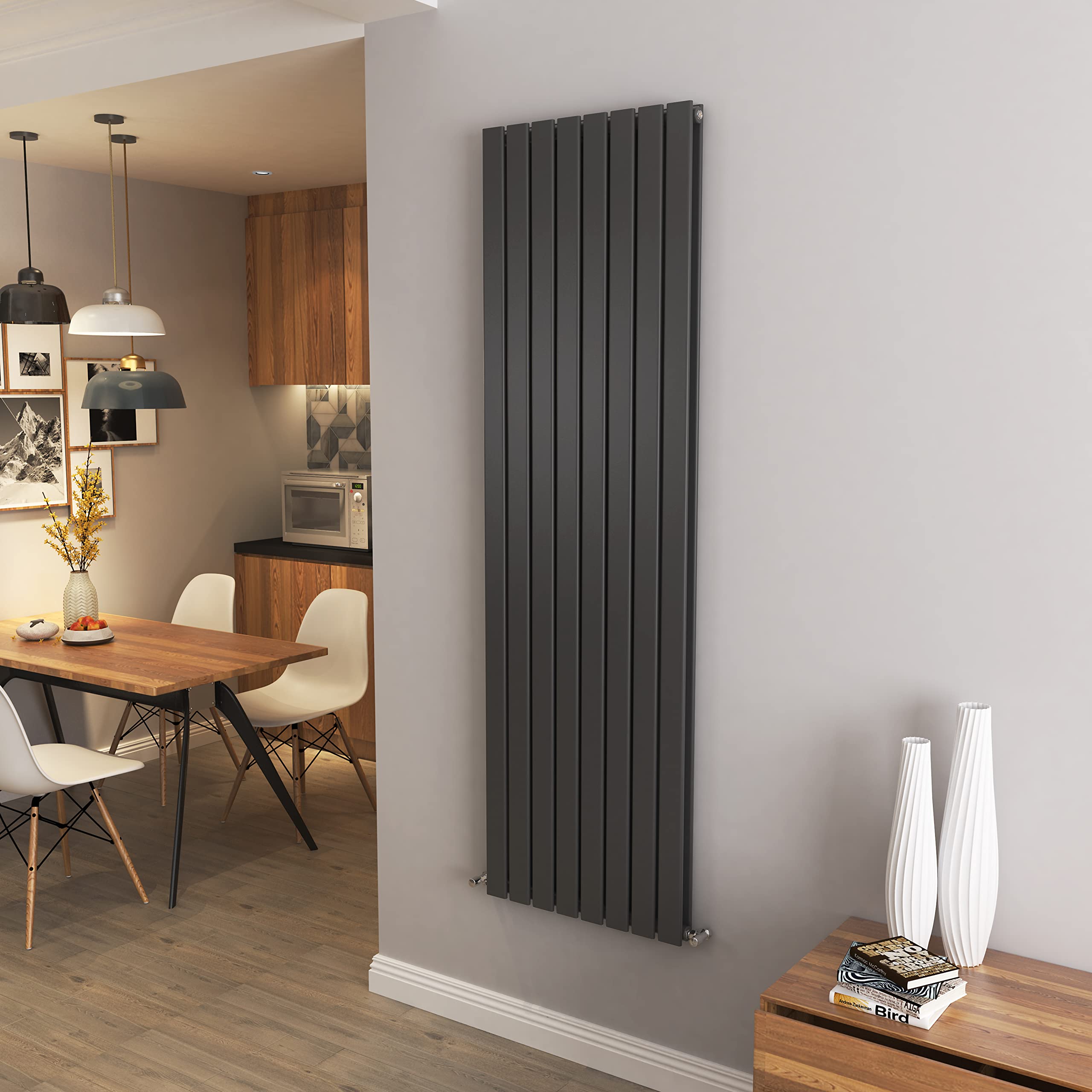 Anthracite Vertical Radiator Double Column Flat Panel Central Heating Radiators 1800 * 544mm