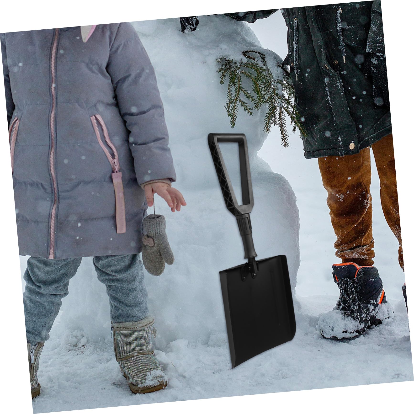Vaguelly Pala de Nieve Plegable de Invierno raspador de Hielo de Nieve Cepillo de Nieve raspador de Hielo para Coche empujador de Nieve Mango de Hierro rociado Black