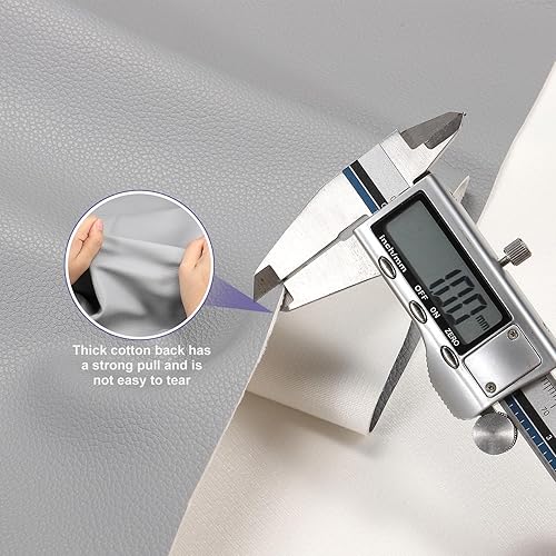 Miniatura 5 de PATIKIL Tela de piel sintética sintética, 2 yardas, 72 x 54 x 0.04 pulgadas, textura de cuero sintético, hojas para bolsas, manualidades, color gris