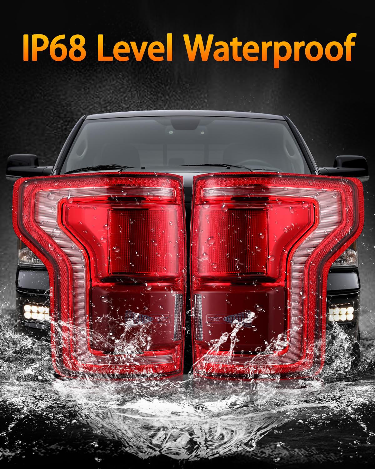 MZORANGE Right LED Tail Light For Ford F-150 2015-2017 – HL3Z13404D – Black Housing, Clear Lens, No Blind Spot Sensor