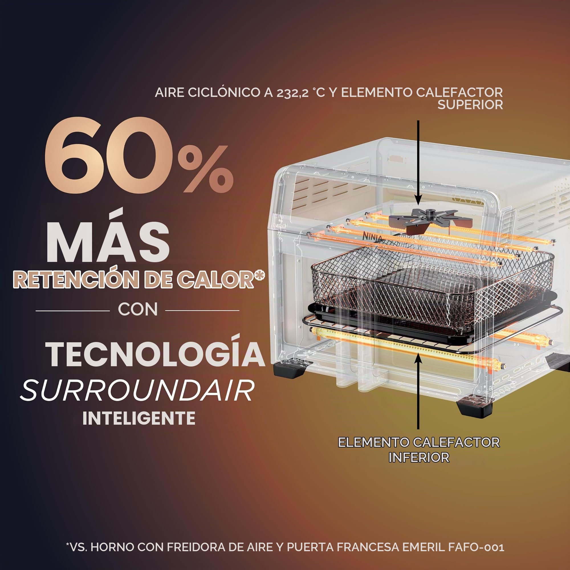 Ninja French Door Premier FO101 Airfryer, horno de convección, tostadora