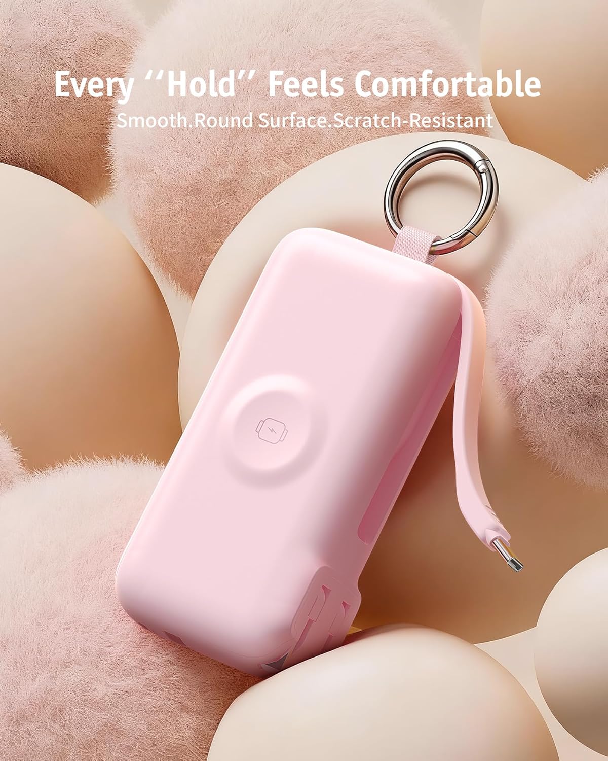 RORRY Flow Portable Charger, 10000mAh 40W Fast Charging Power Bank with Built-in USB C Cable and Foldable Wall Plug, Battery Pack Travel Essentials for iPhone 17/16/15, Apple Watch, iPad, MacBook