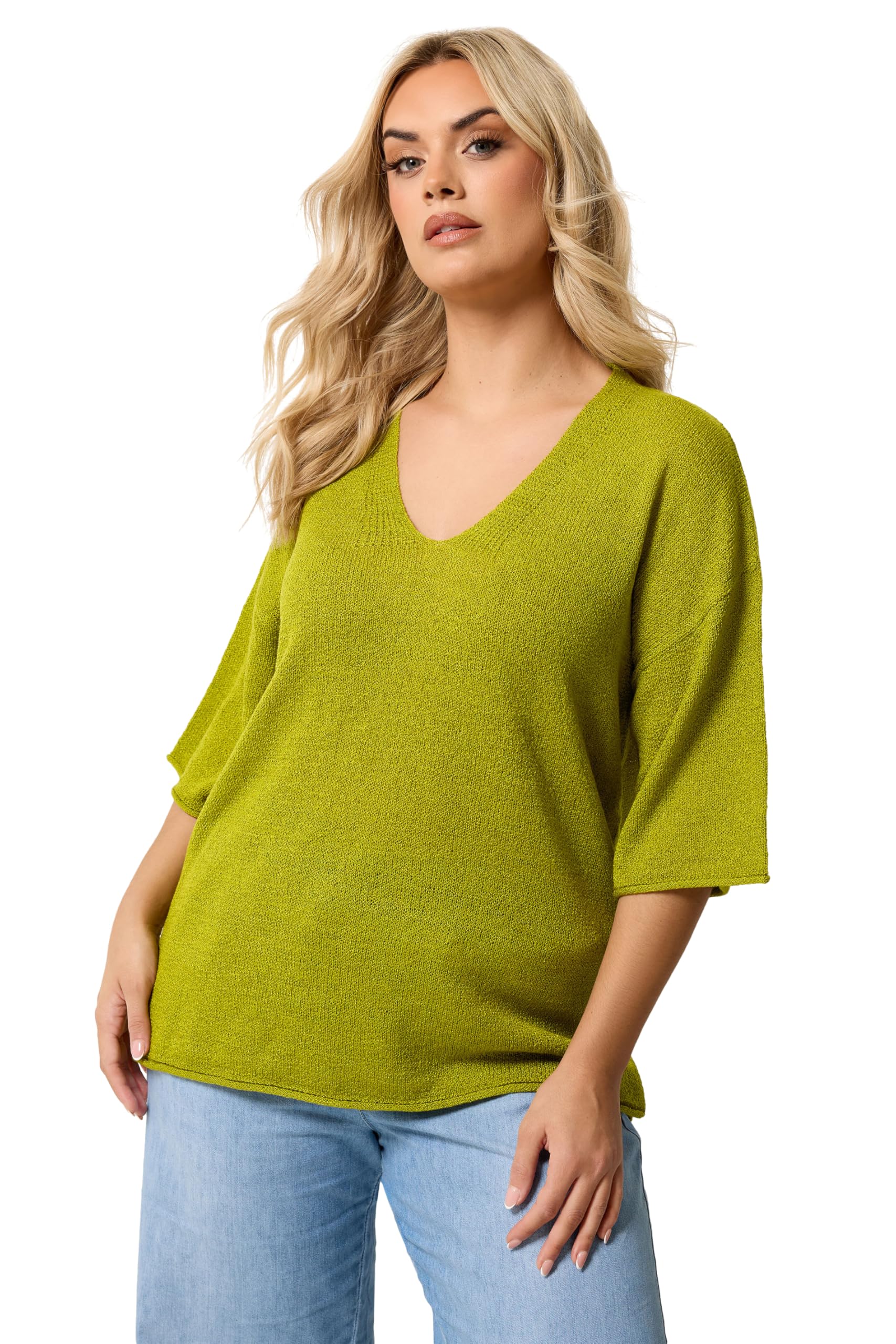 Yours Women's Bright Green Knitted T-Shirt In | : 26/28
