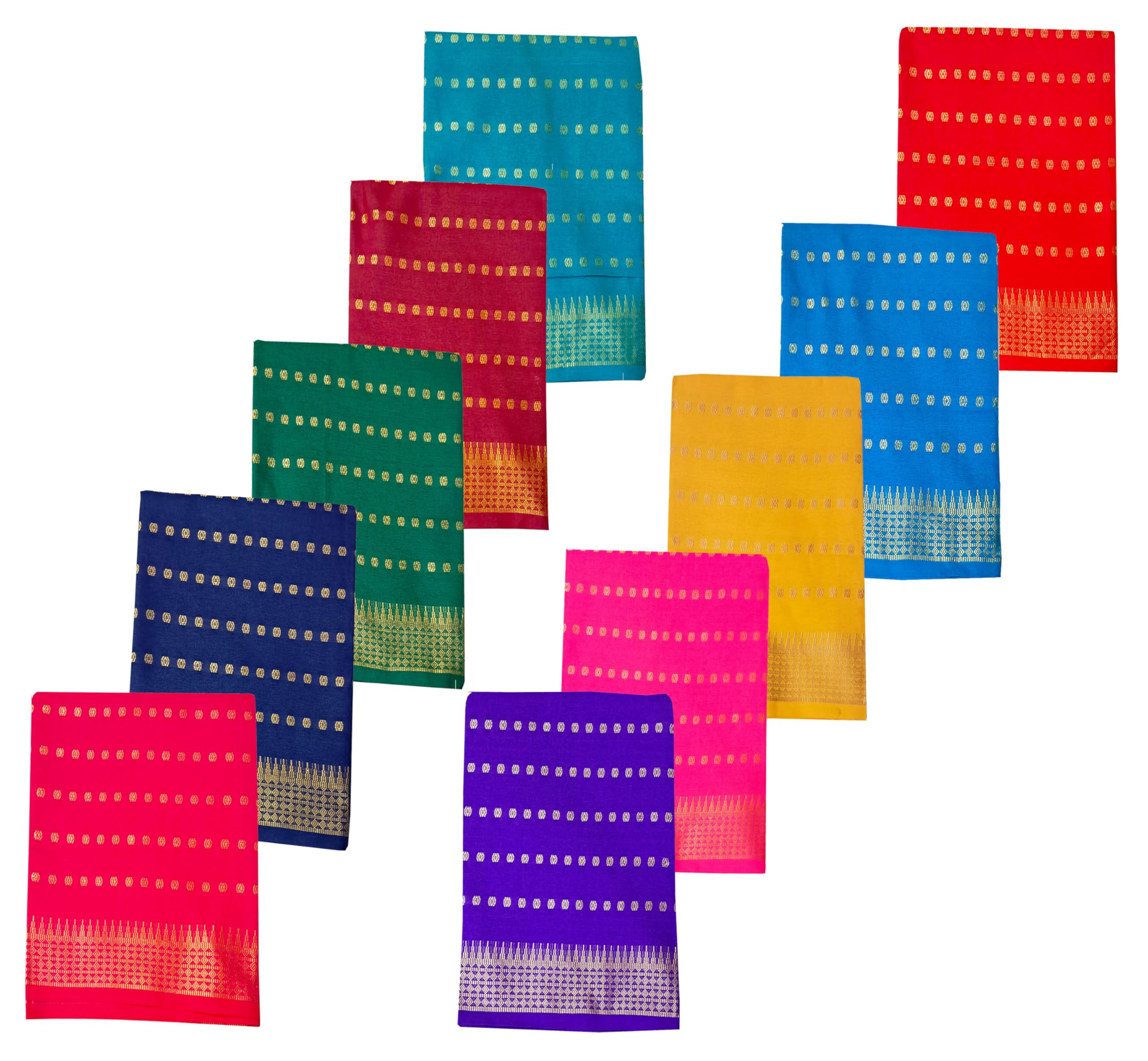 vedira 1 Meter Unstitched Blouse Material | South Cotton Silk Border Blouse Pieces | Wedding & Festival Gifting | Navratri, Durga Puja, Oti Bharan, Ugadi, Haldi-Kumkum | Pack of 10, Multicolor-picture-30