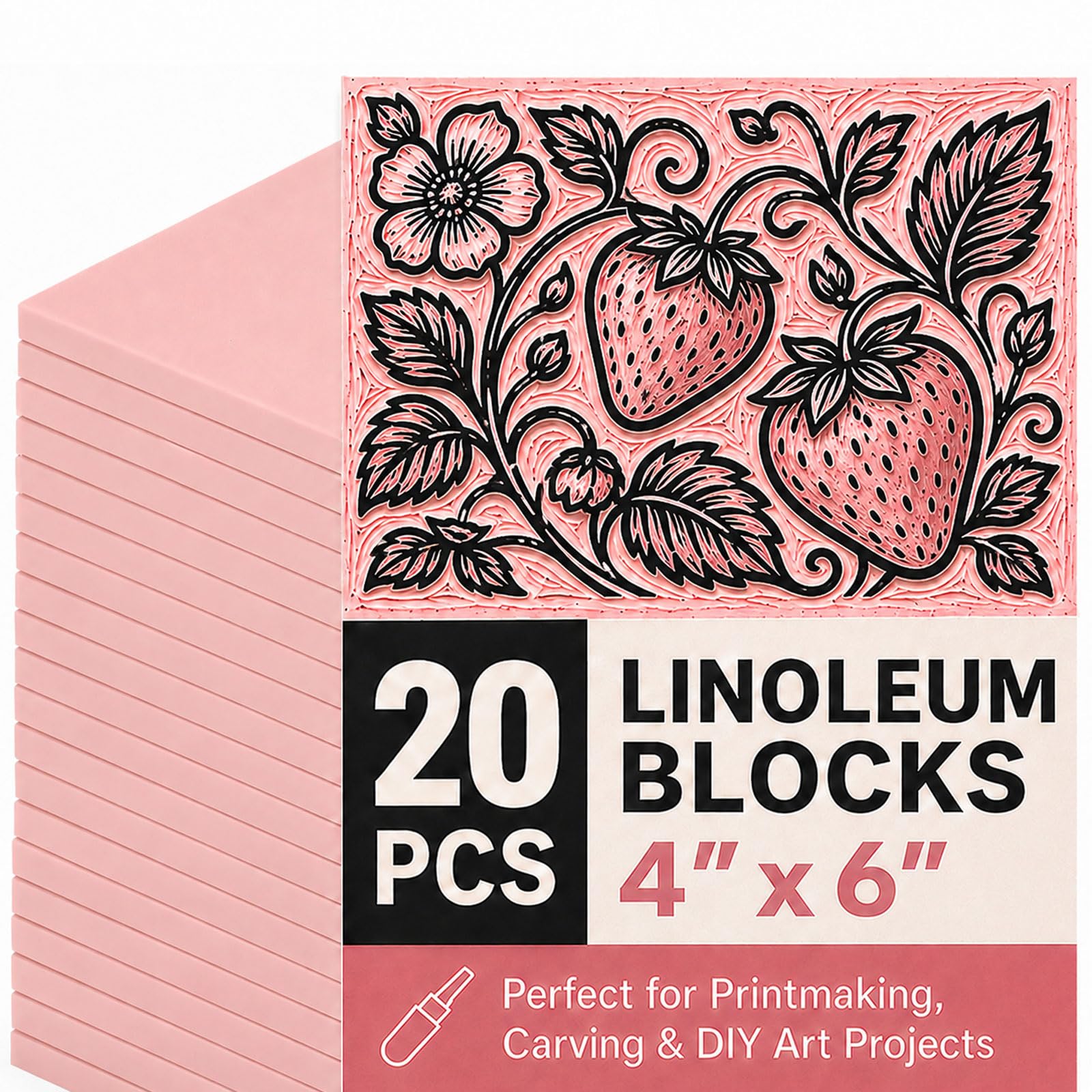 Bobblebro 20 PCS 4"x6" Soft Linoleum Blocks for Printmaking &amp; Stamp Making