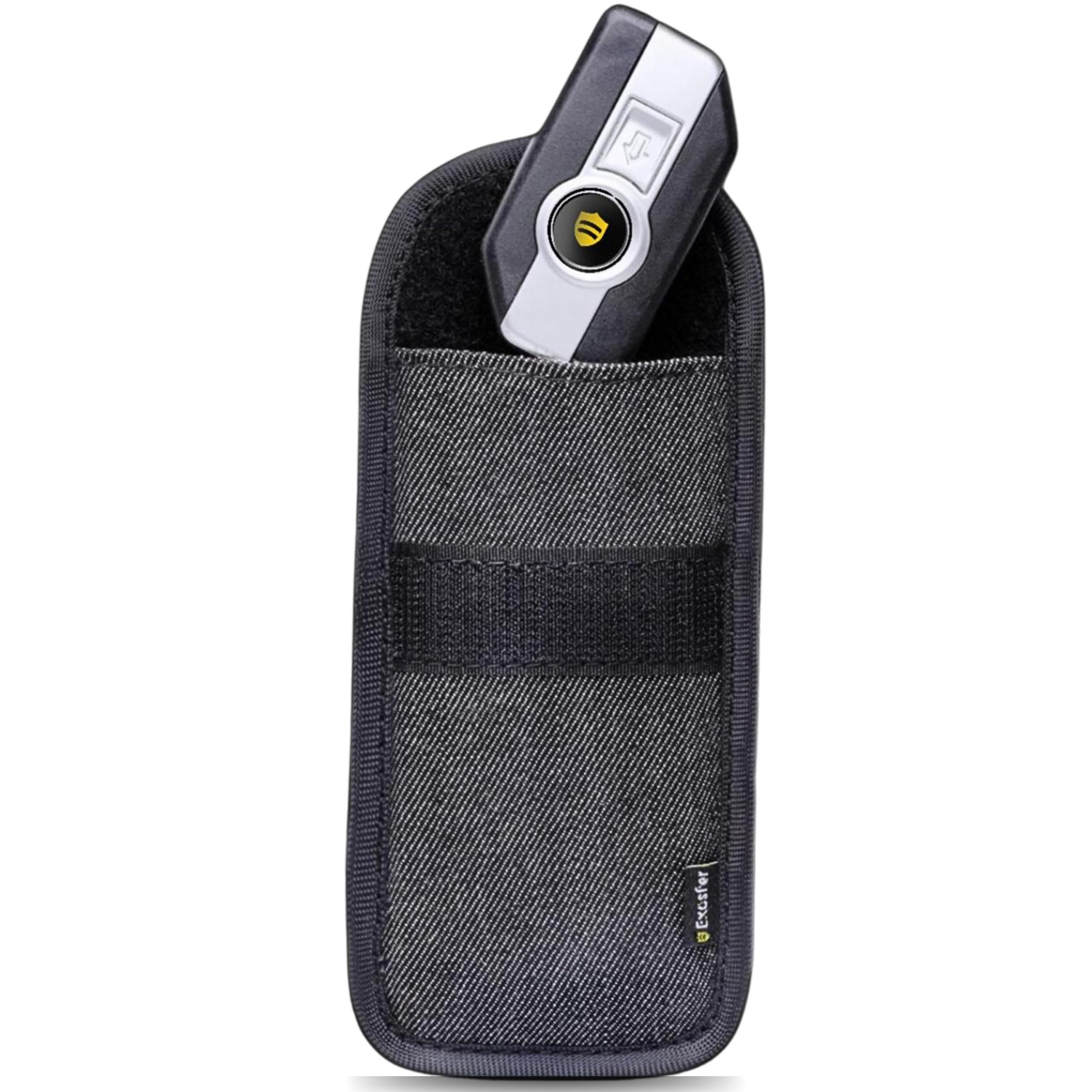 EXOSFER Exosfer - Funda llaves anti-RFID, Antipiratería Llaves Coche, Bloqueo de señales RFID/NFC (Jean-Small) Bolsa, Faraday - Antirrobo coche - Llavero - Tarjetero – Telepeaje coche - Accesorios coche, moto