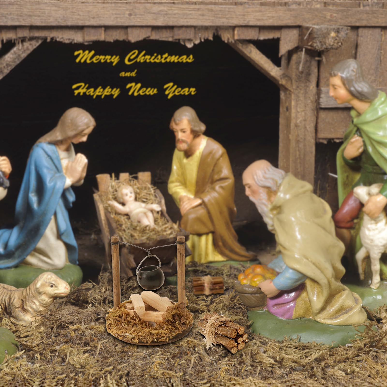 Chariot à Bois Miniature En Bois Et Paille Pour Crèche De Noël - Décoration Maison De Poupée 1/12 - Accessoire Lutin