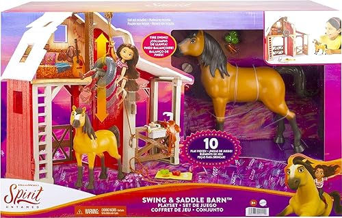 Miniatura 6 de Mattel Spirit Untamed Barn Juego con caballo espiritual, granero, 3 áreas de juego, 10 piezas de juego, gran regalo para edades de 3 años en adelante