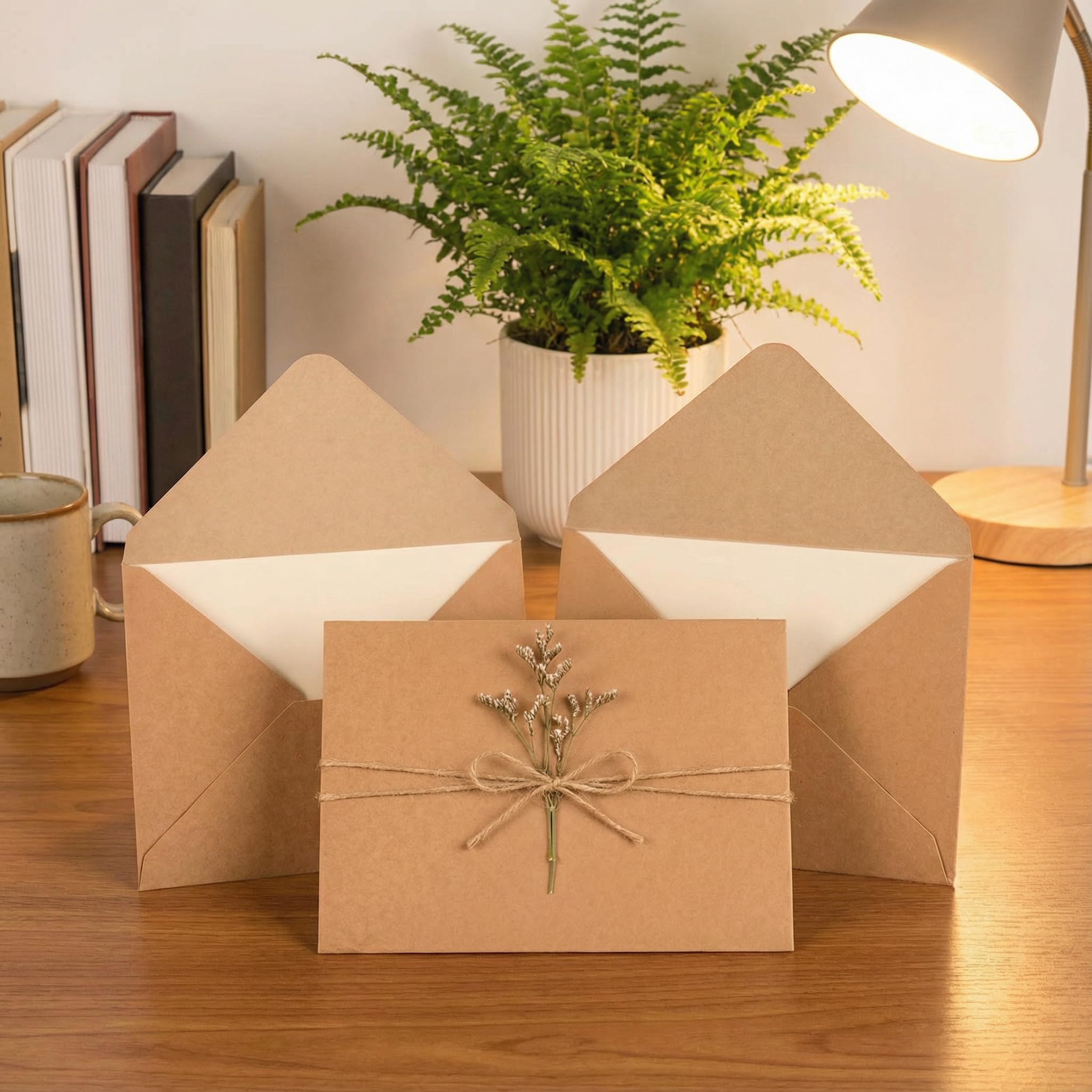 25 enveloppen van kraftpapier zonder venster, formaat 175 x 125 mm, enveloppen met nat lijmen en papier 150 g/m² voor uitnodigingen, wenskaarten, bruiloft, verjaardag, creatieve projecten kantoor en