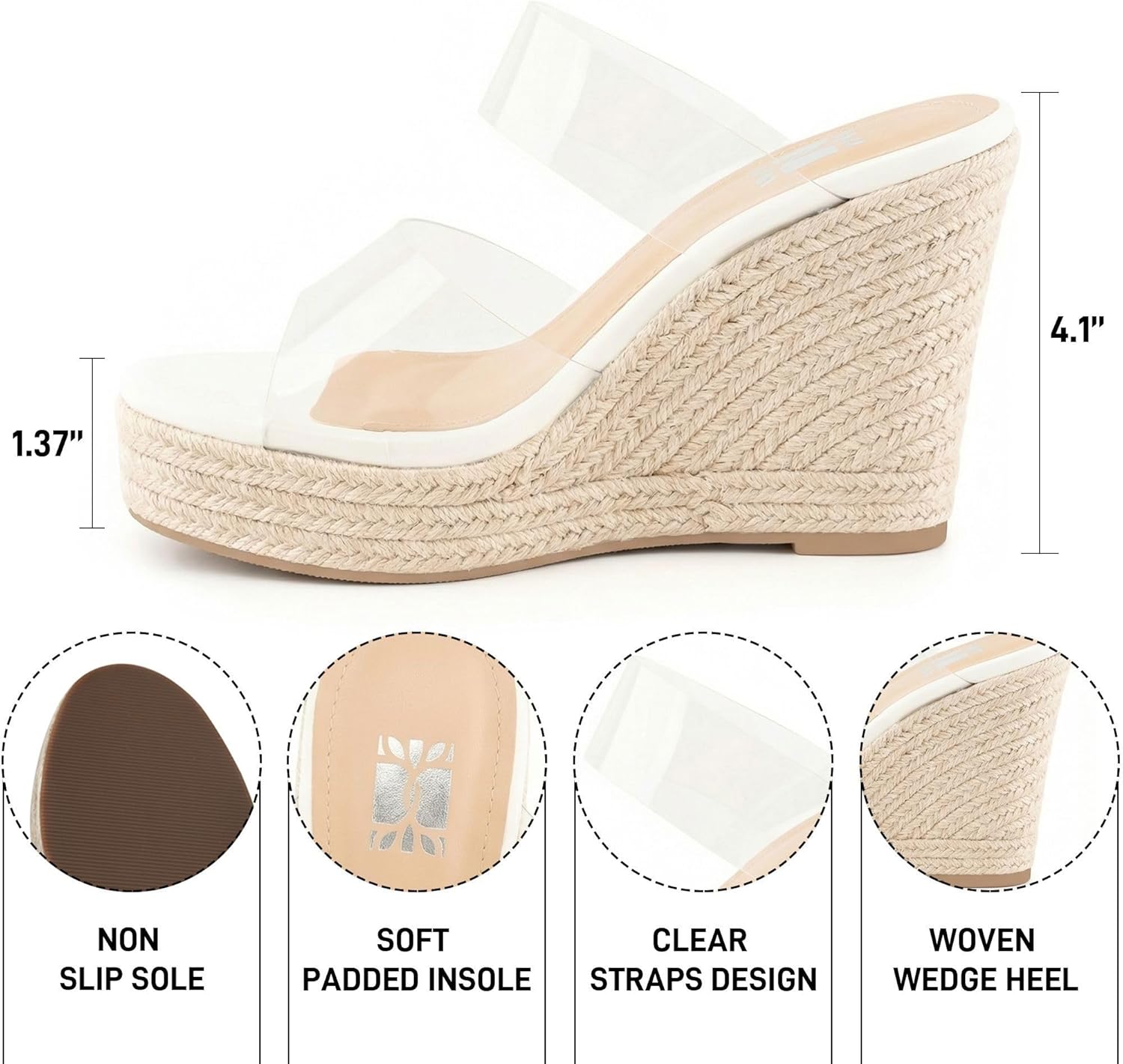 WIRALOMI Women Clear Wedge Heel Sandals Slip On Espadrilles Platform Sandals Slide Summer Beach Crystal Mules Sandals - Image 6