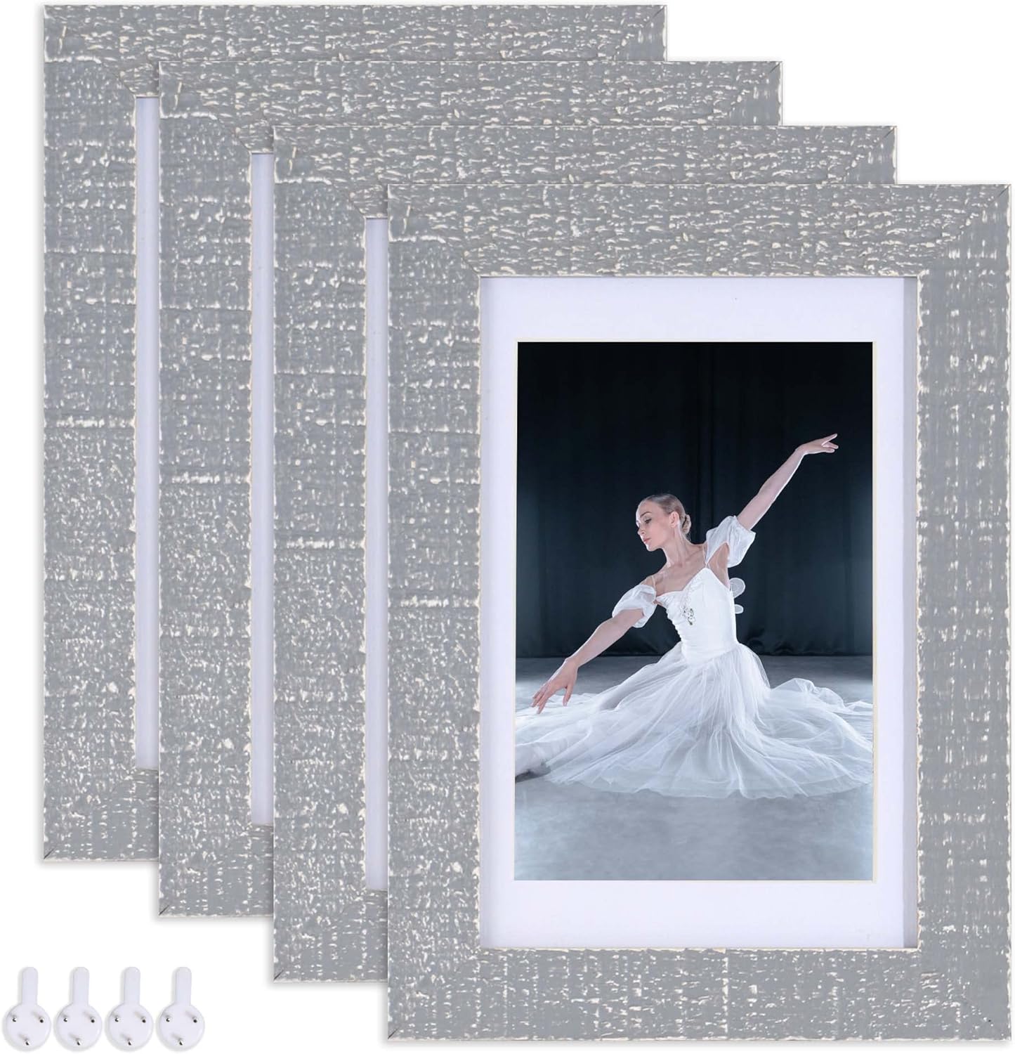 Hongkee 5x7 Picture Frame Rustic Gray Set of 4, Made of