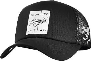 Thuglife Rubber Box Patch Sport Outdoor Kpop Mesh Baseball Cap Foam Trucker Hat, Black/White, 7 3/8-7 5/8