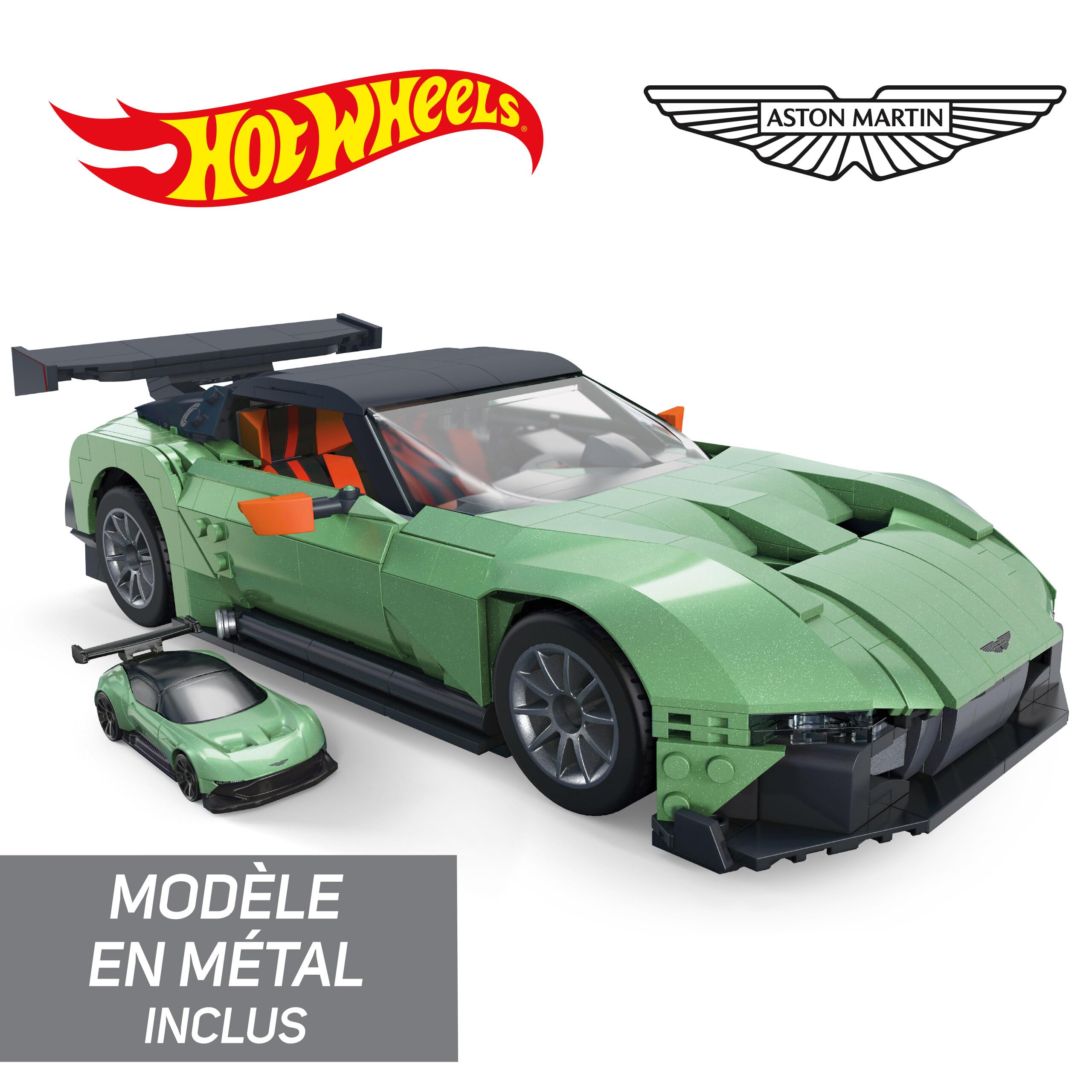 MEGA Hot Wheels Aston Martin Volcan, Jeu De Construction Pour Enfants Et Adultes, Avec 986 Pièces, Comprend 1 Voiture Hot Wheels À L'Échelle 1:18, Jouet pour Enfant de 10 ans et Plus, HMY97