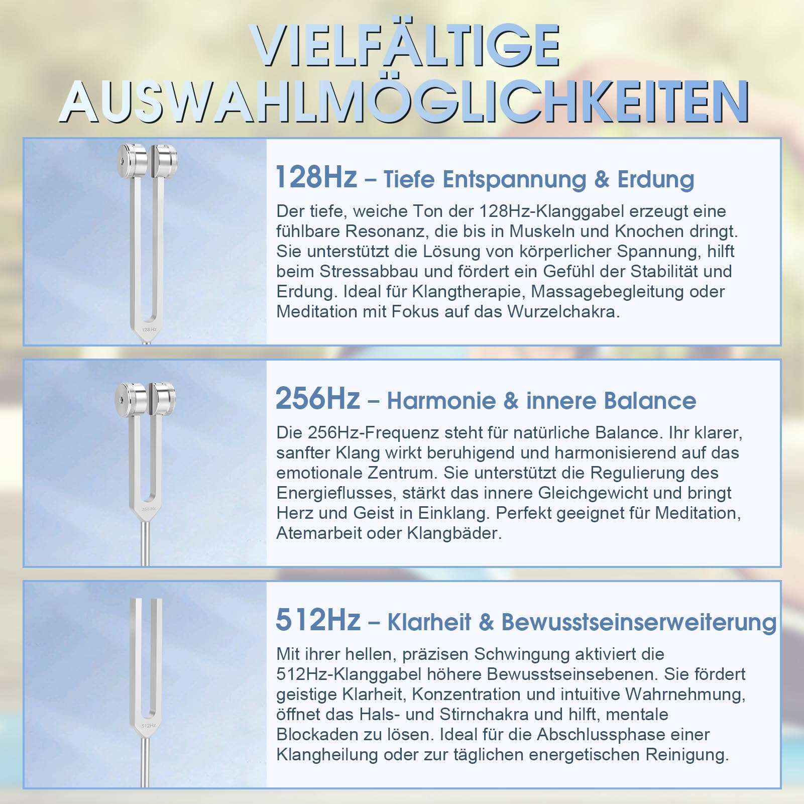Juego de diapasón de precisión 128 Hz, 256 Hz, 512 Hz, aleación de aluminio profesional para terapia de sonido y meditación y curación de chakras, mazo de silicona, bolsa de almacenamiento, yoga