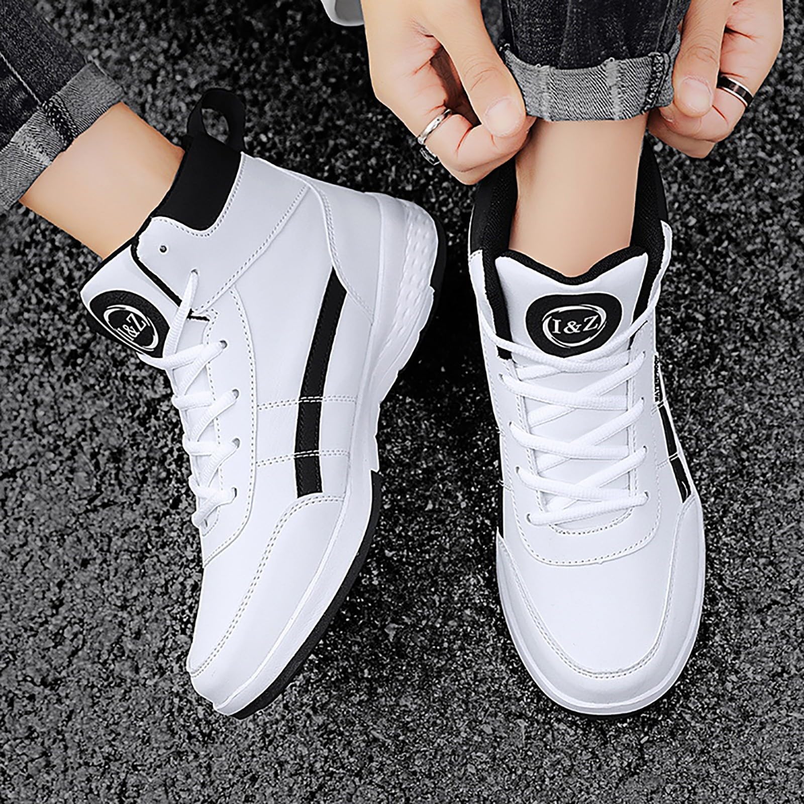 Generisch Herren High Top Sneaker Sportschuhe Basketballschuhe Atmungsaktiv Running Shoes Outdoor Fitness Straßenlaufschuhe Fitness Gym Walkingschuhe